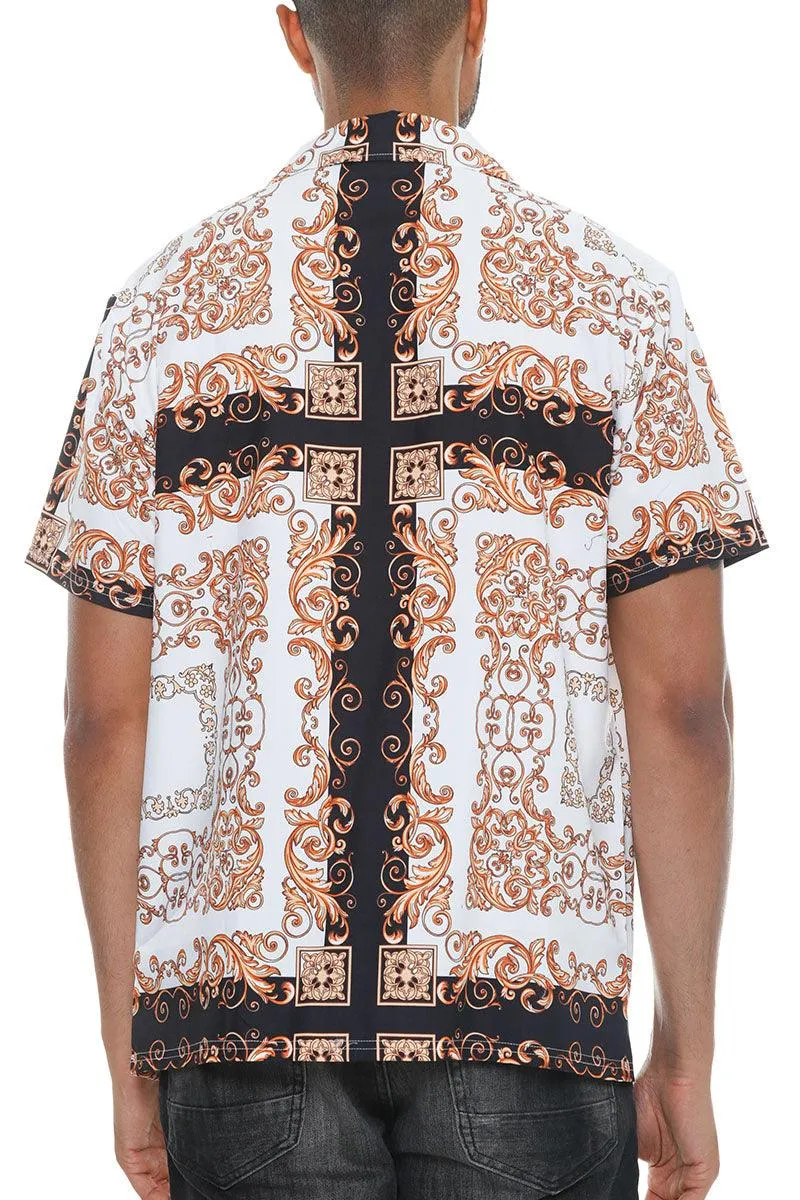 Mens Paisley Print Button Down Shirt