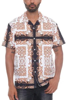 Mens Paisley Print Button Down Shirt