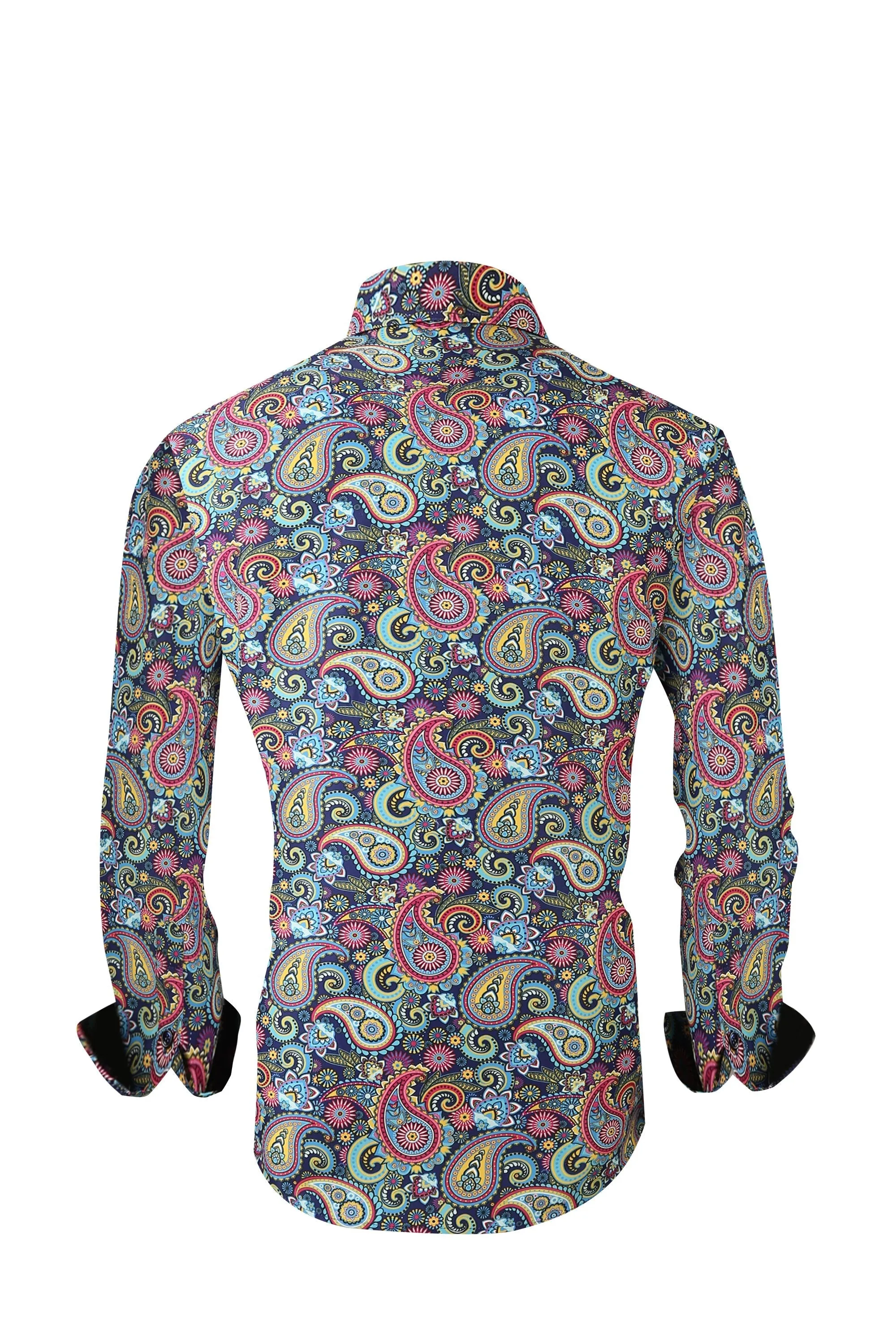 Mens PREMIERE Long Sleeve Button Down Dress Shirt COLORFUL DESIGNER PAISLEY