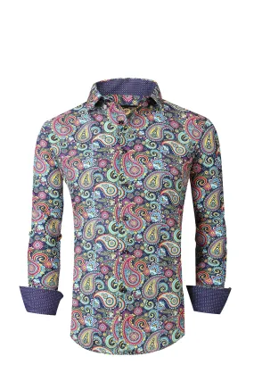 Mens PREMIERE Long Sleeve Button Down Dress Shirt COLORFUL DESIGNER PAISLEY