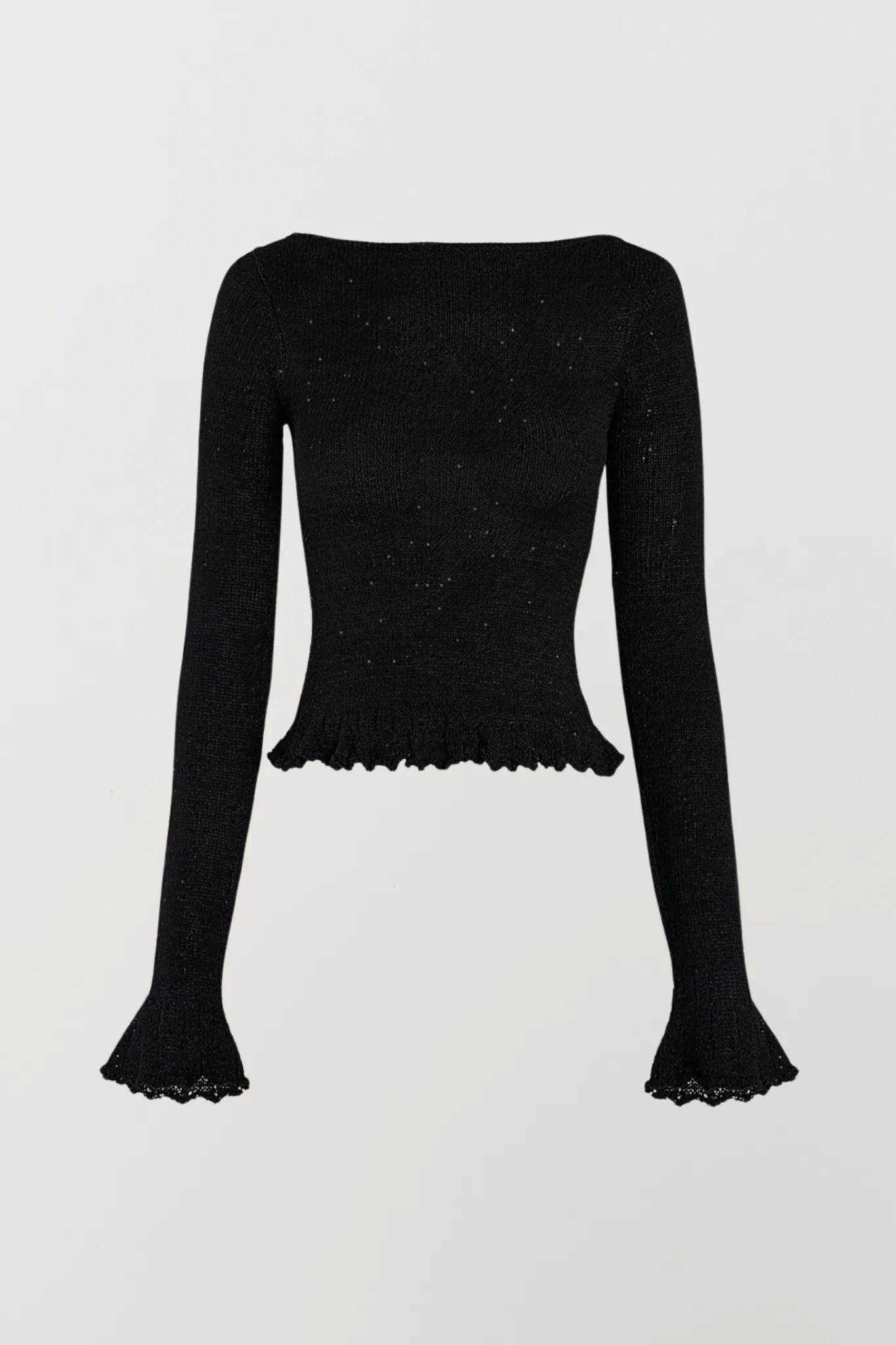 Michaela Long Sleeve Top - Black Sequin