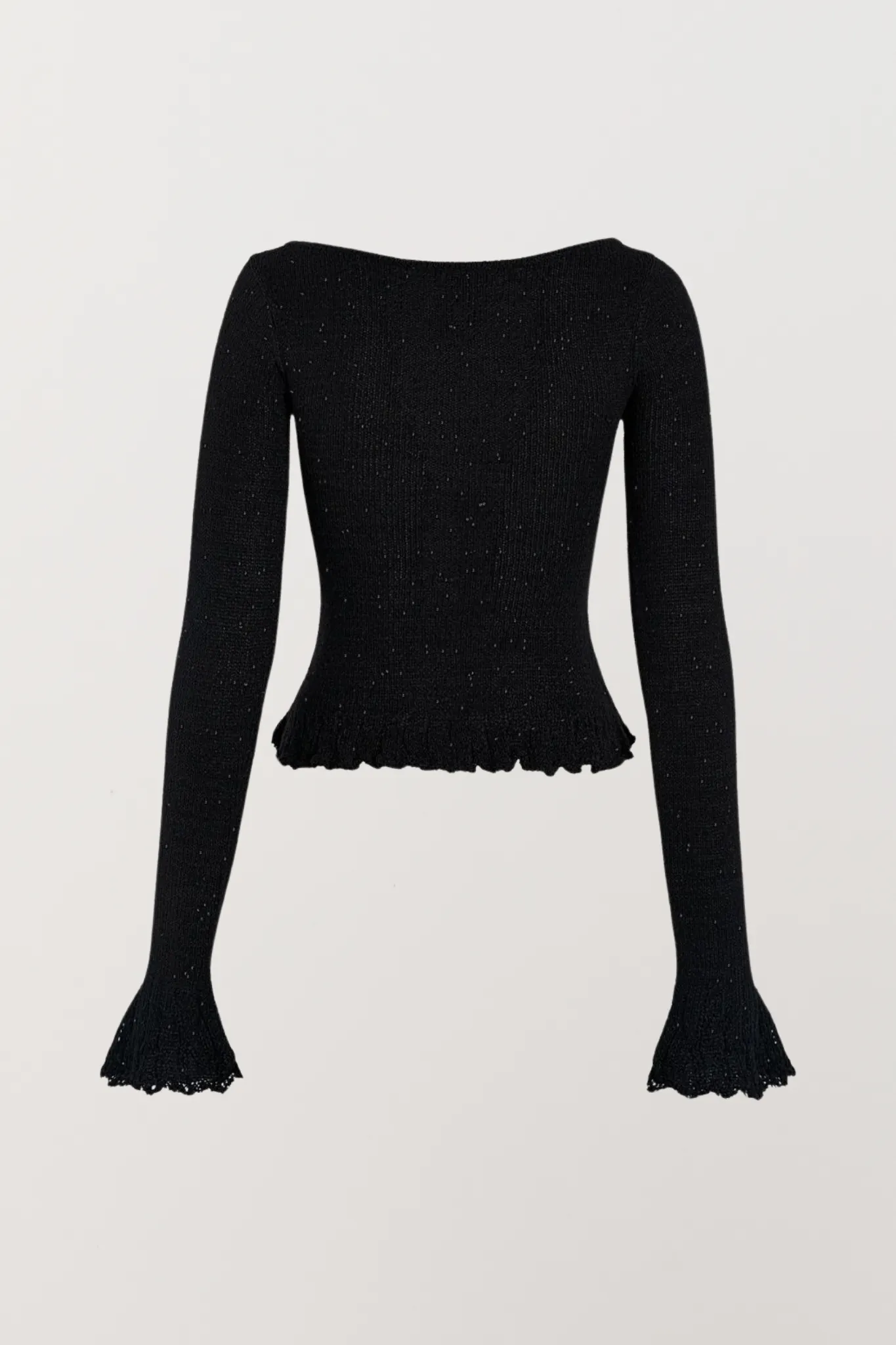 Michaela Long Sleeve Top - Black Sequin