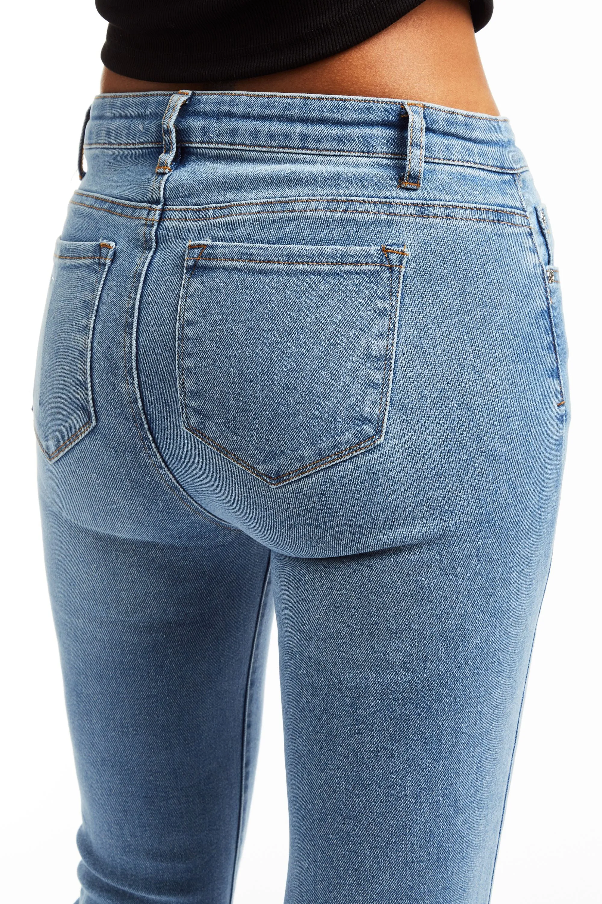 Mid Rise Sexy Flare Front Panel Jean In Indigo