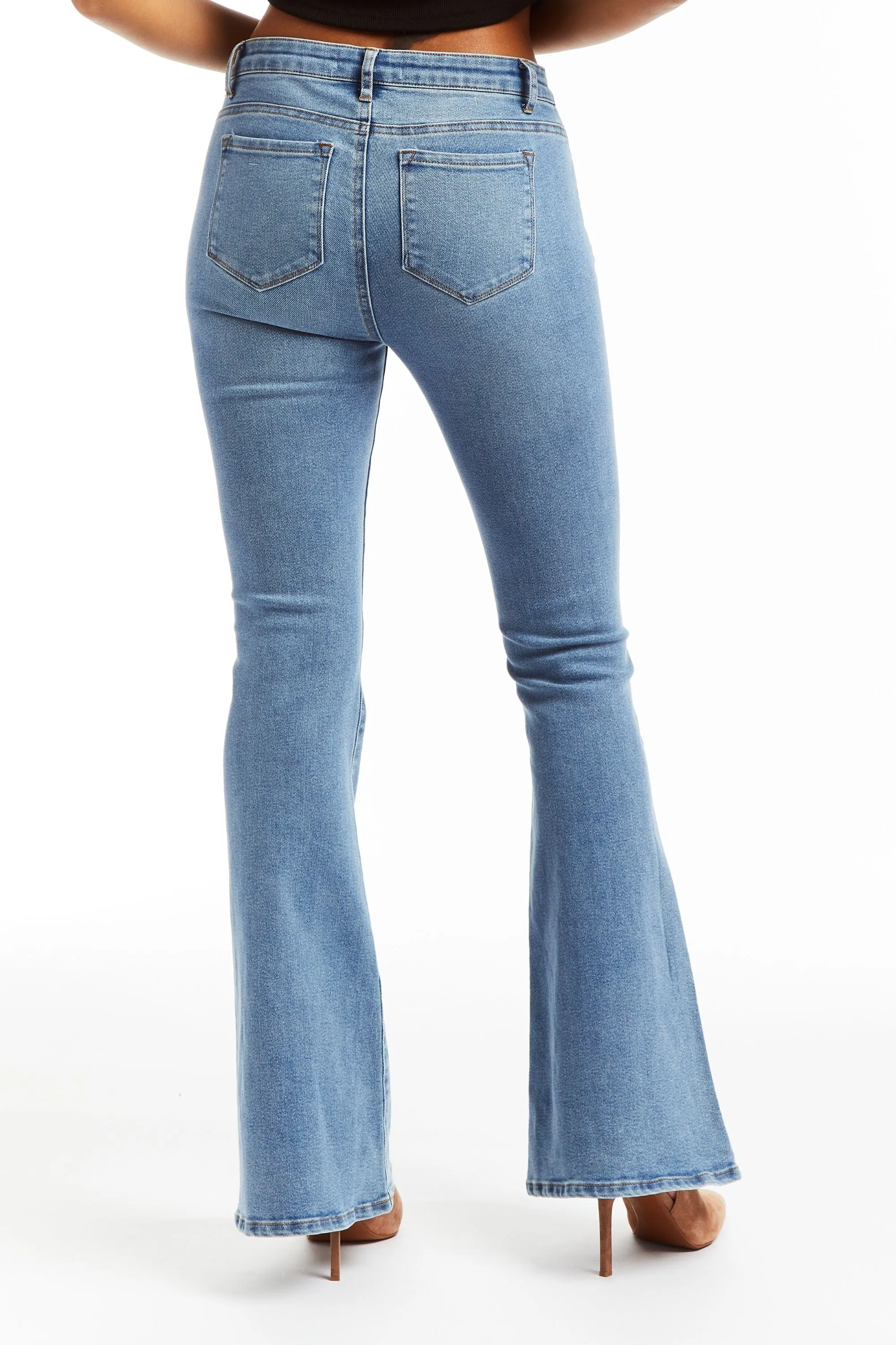 Mid Rise Sexy Flare Front Panel Jean In Indigo