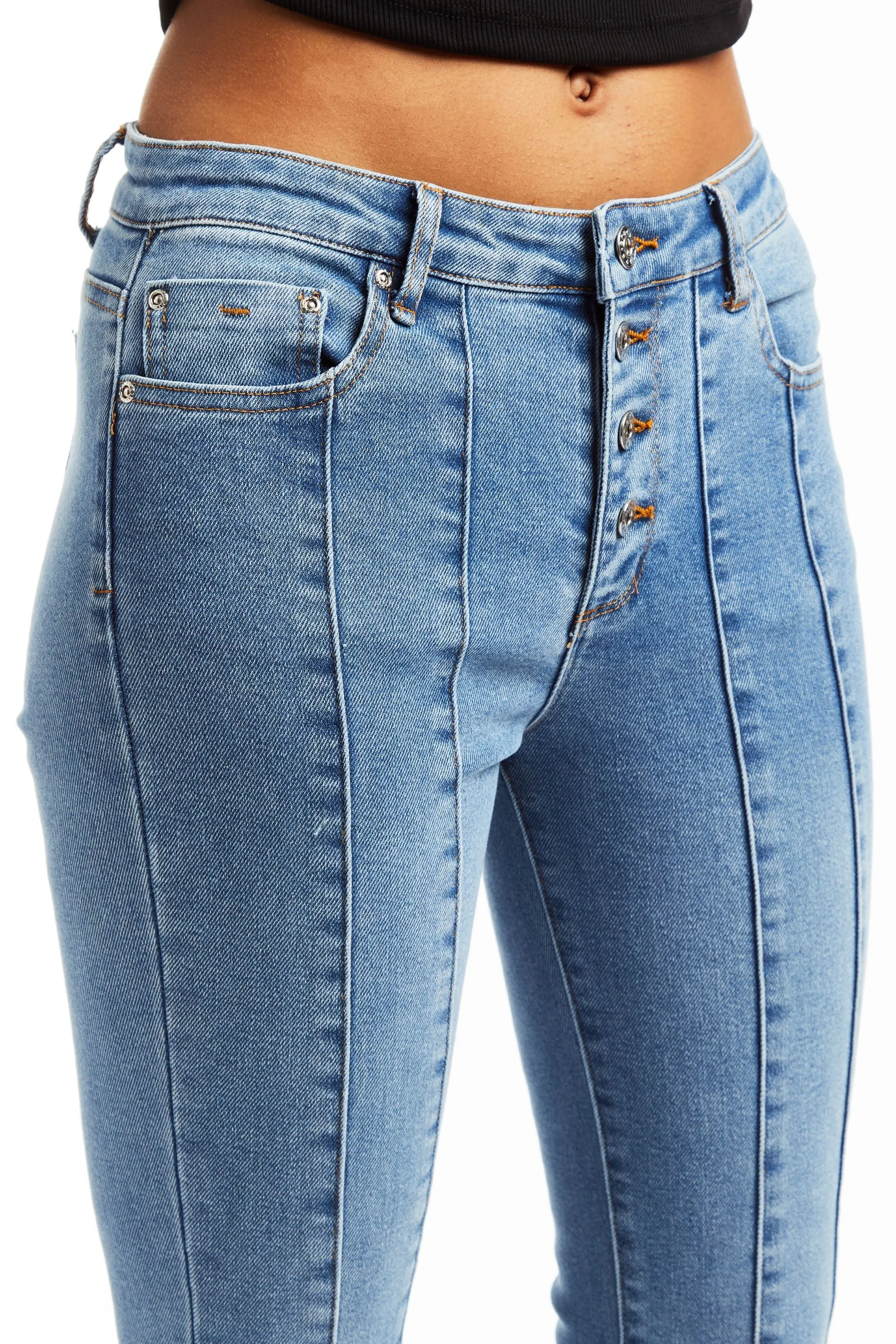 Mid Rise Sexy Flare Front Panel Jean In Indigo