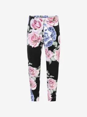 Monnalisa Porcelain & Rose Print Leggings