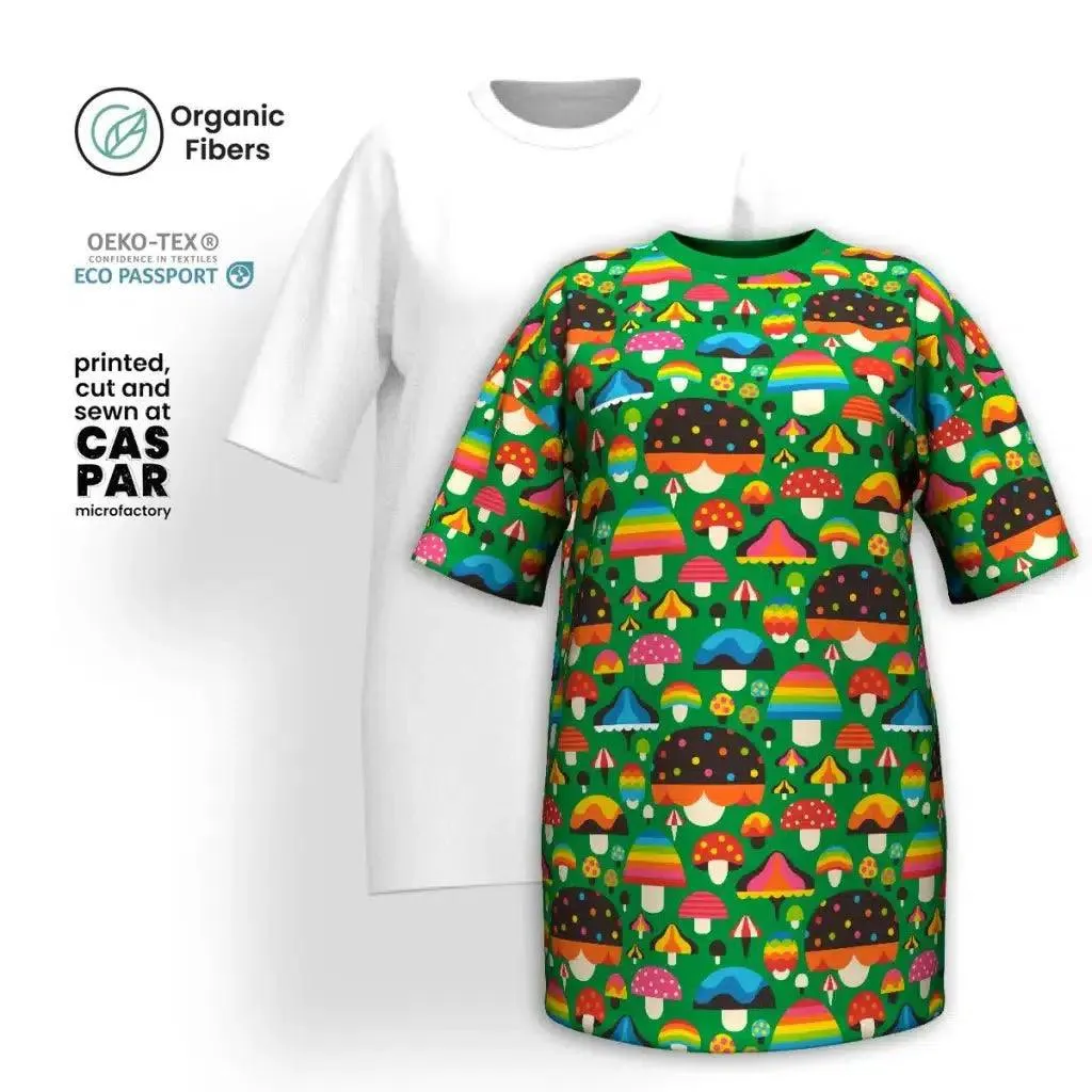 MUSHROOM MANIA green - T-shirt dress (organic cotton)