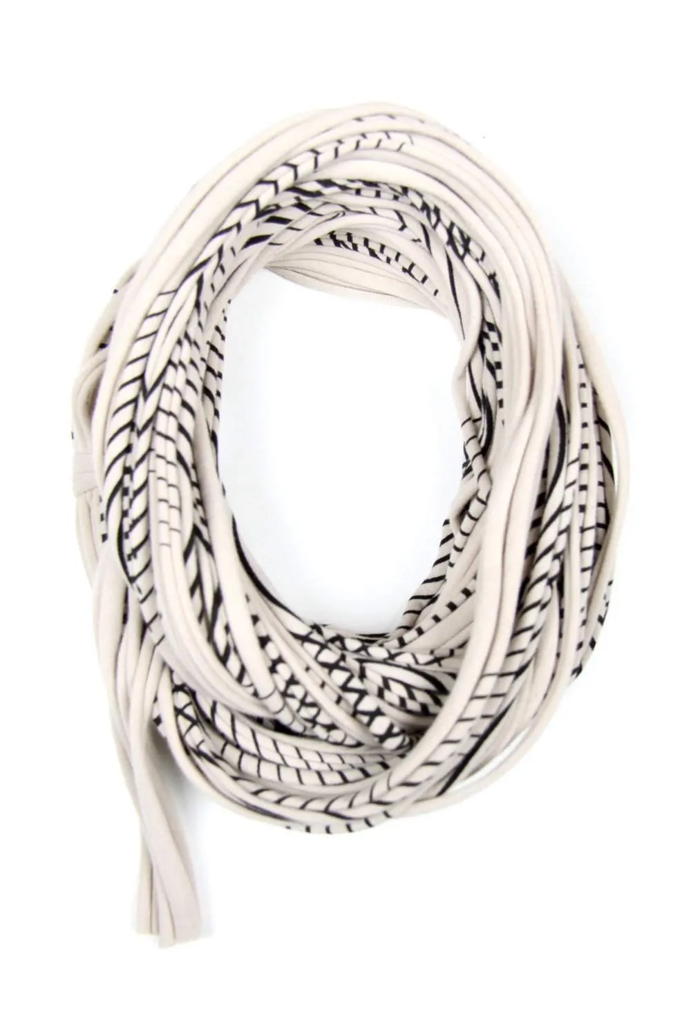 Necklush Cowl Scarf / Striped Beige Brown / Unisex