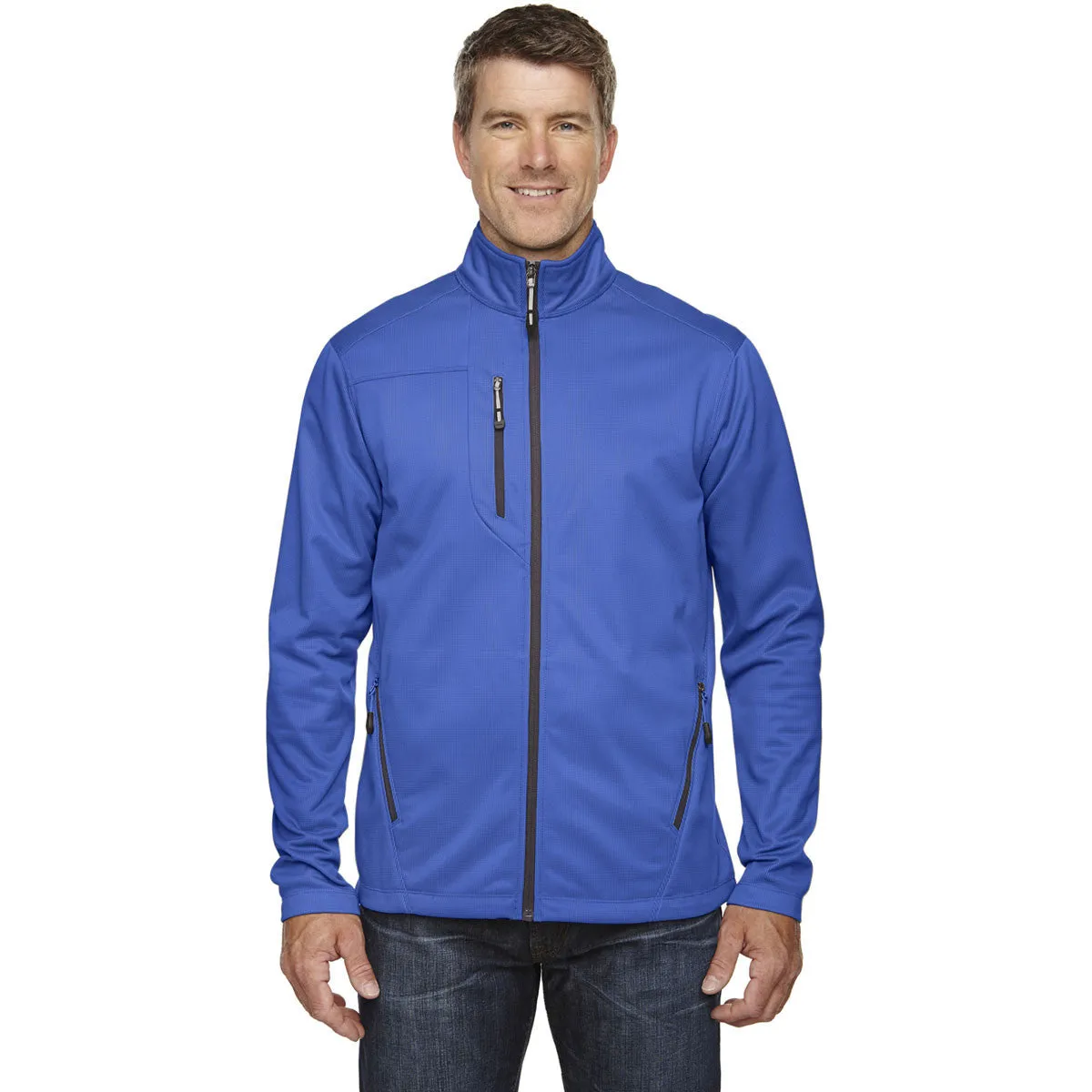 North End Men's Nautical Blue Trace Printed Fleece Jacket