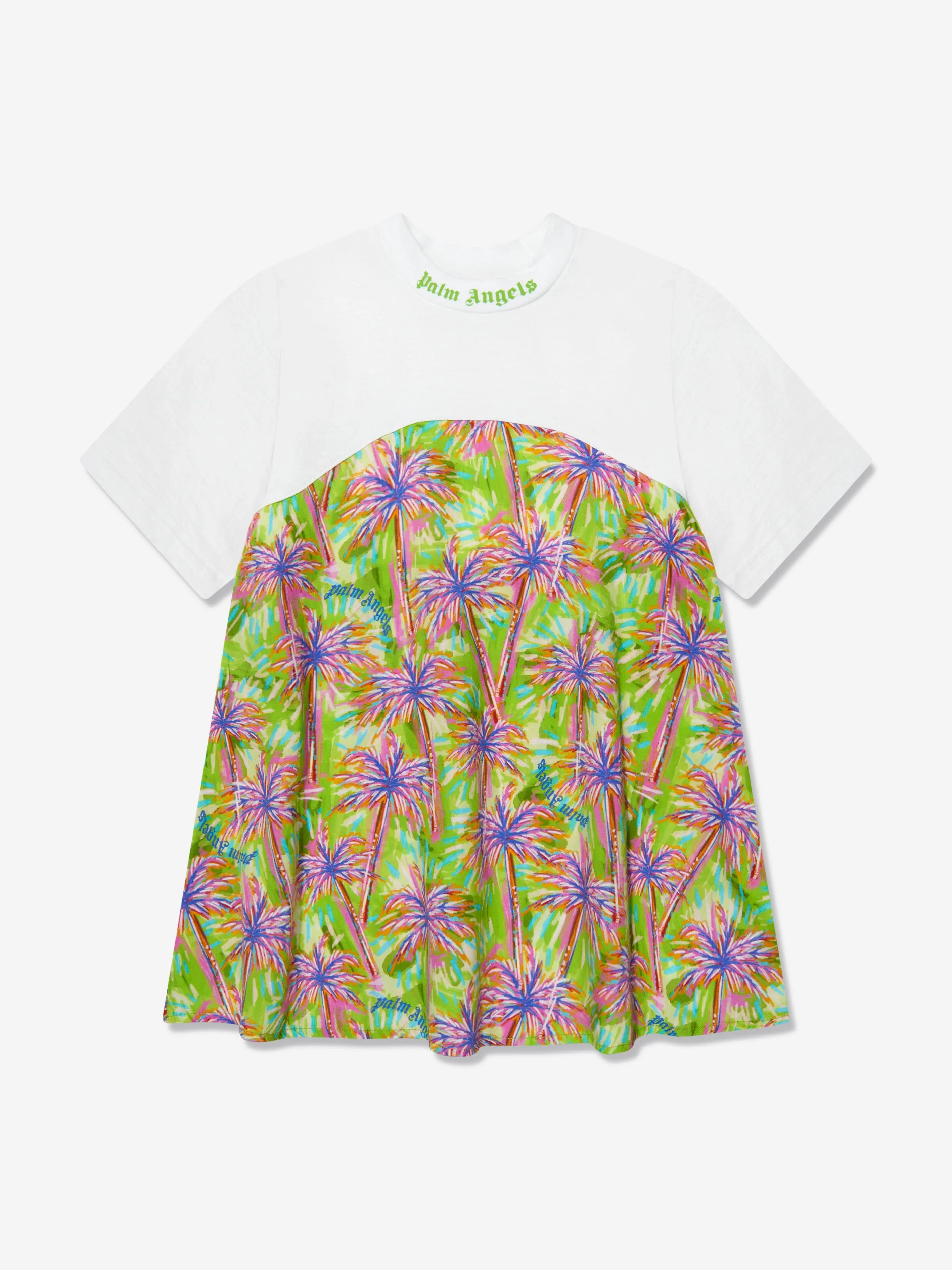 Palm Angels Girls AOP PA Palms T-Shirt Dress in Multicolour