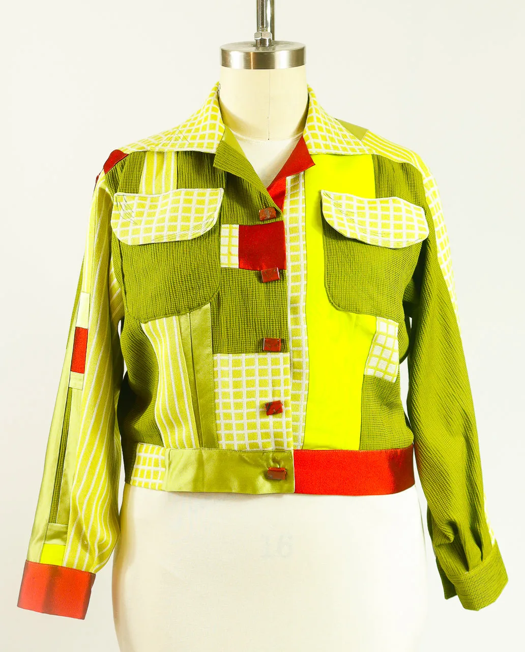 Patchwork Jacket with Green and Chartruse Satins