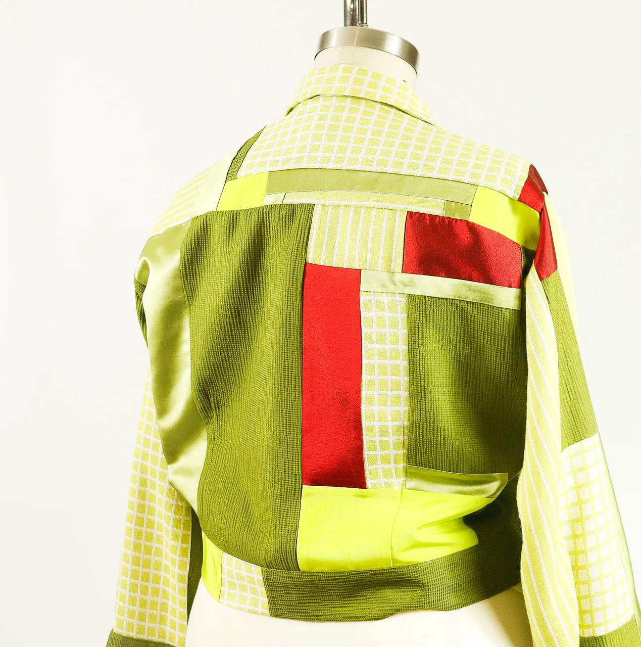 Patchwork Jacket with Green and Chartruse Satins