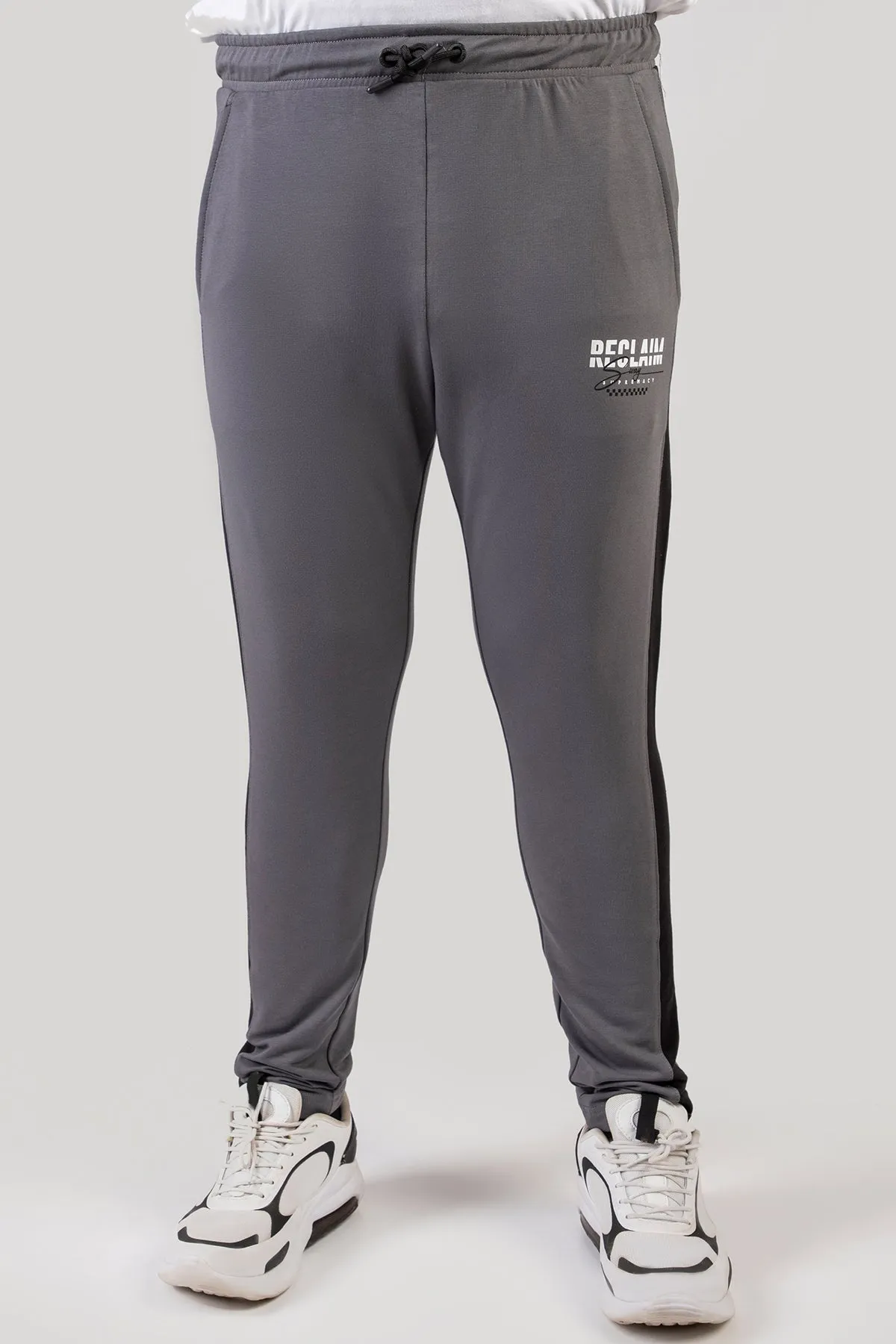 Pewter Grey Panelled Jog Pants (Plus Size) - W23 - MTR091P