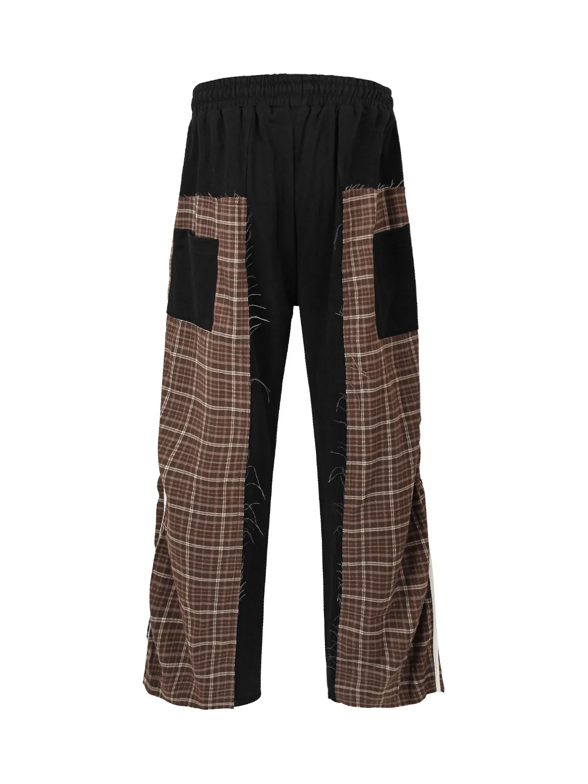 Plaid Patchwork Drawstring Sweatpants