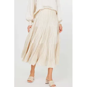 Pleated 3-Tiered Long Skirt