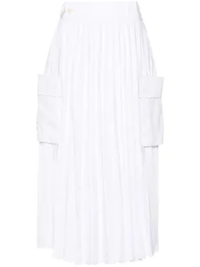 PLEATED TWO SIDE CARGO POCKETS MIDI SKIRT