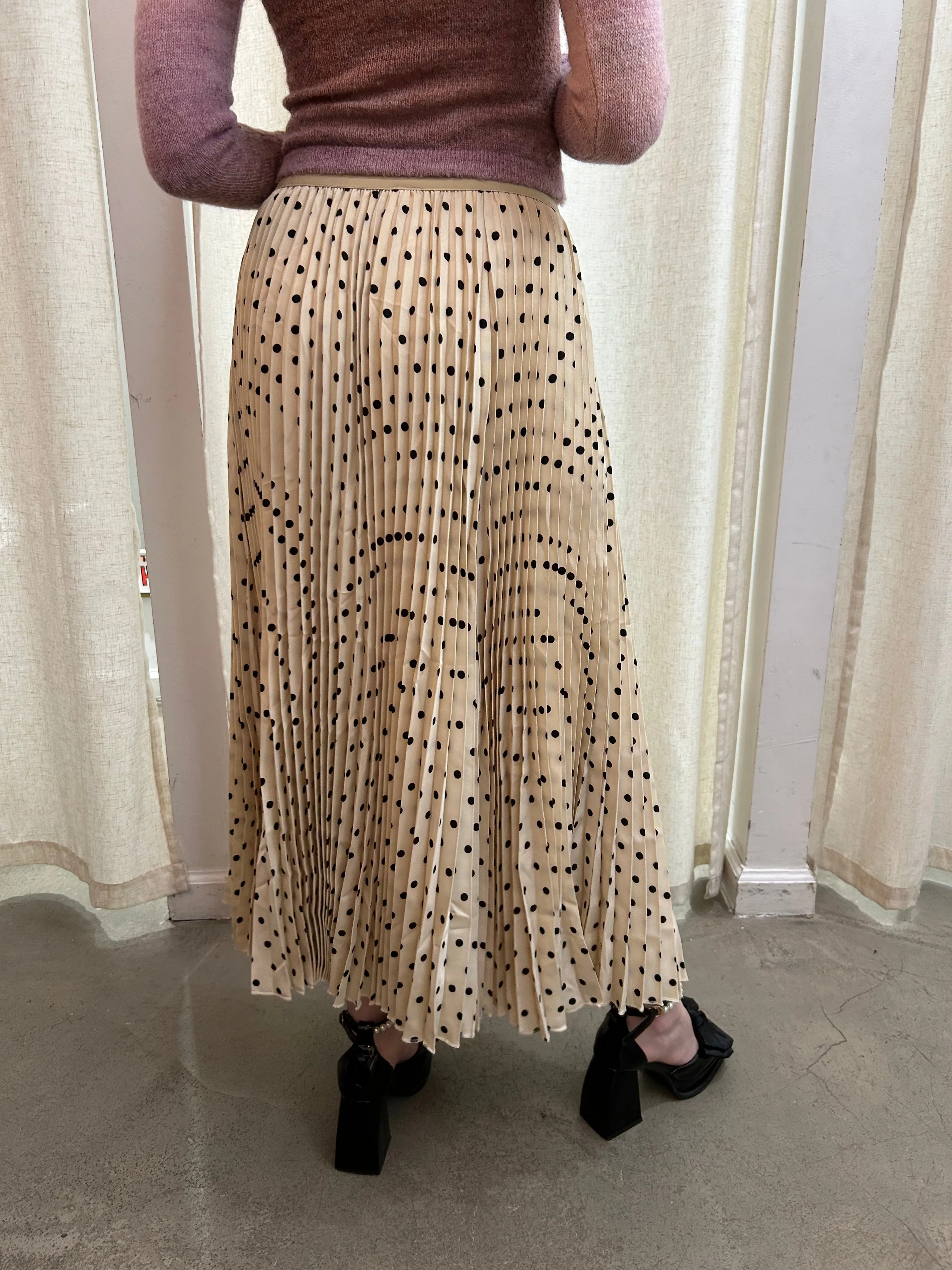 polka dot pleated skirt