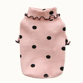 Polka Dot Ruffle Sleeve Turtleneck Pet Sweater