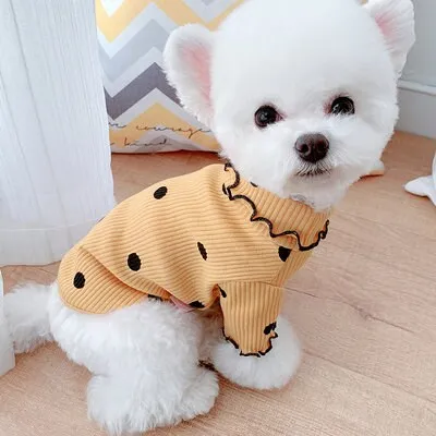 Polka Dot Ruffle Sleeve Turtleneck Pet Sweater