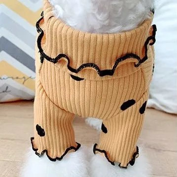 Polka Dot Ruffle Sleeve Turtleneck Pet Sweater