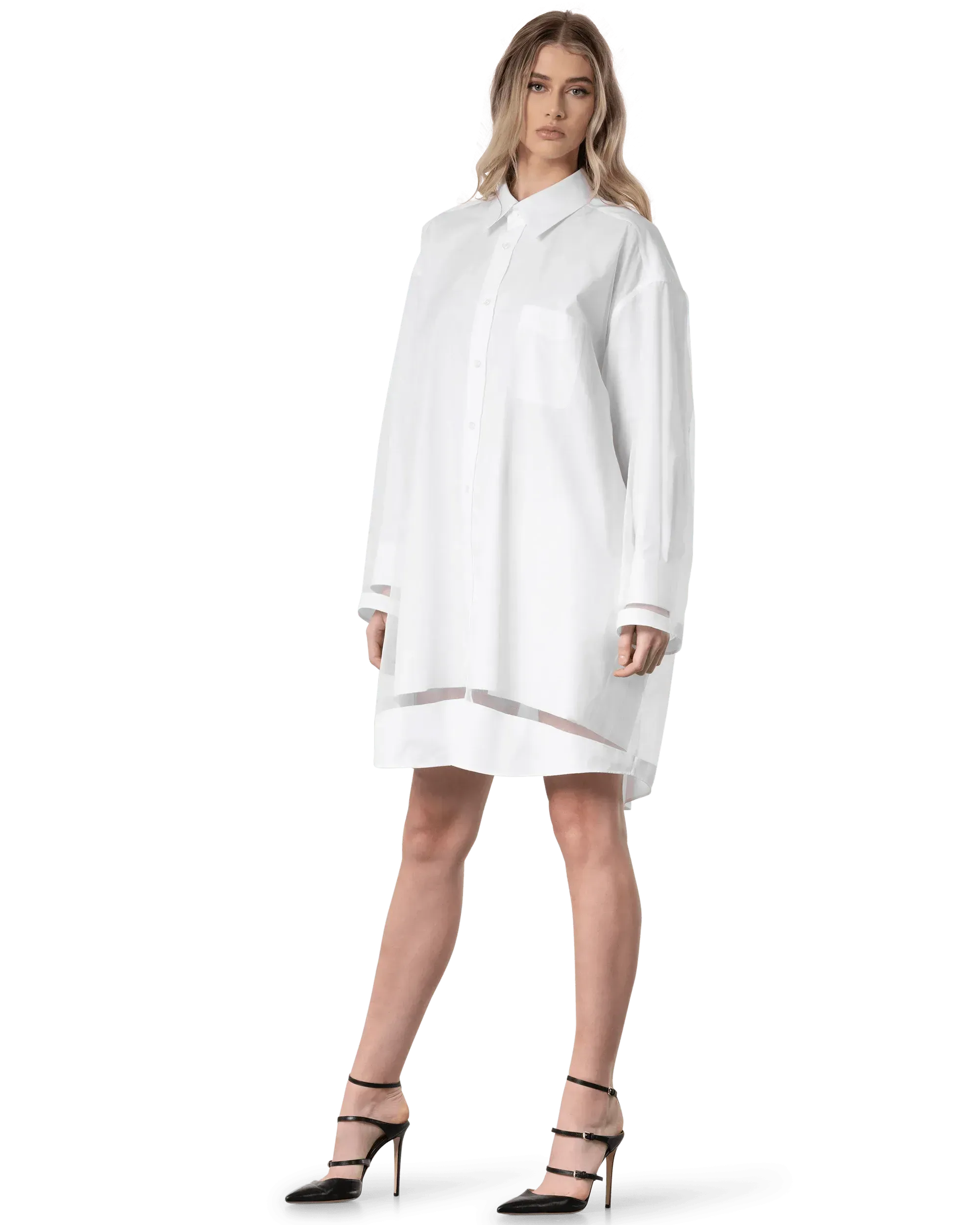 Poplin Long Sleeve Shirt Dress