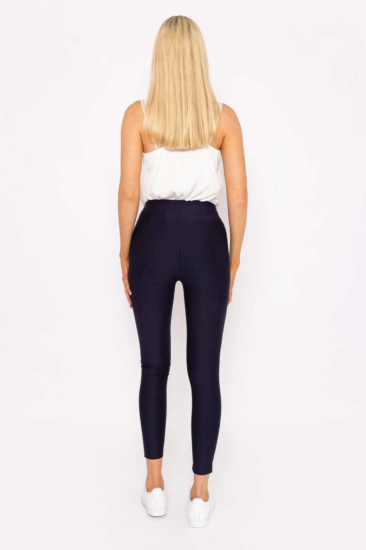 PU Ponte Leggings in Navy