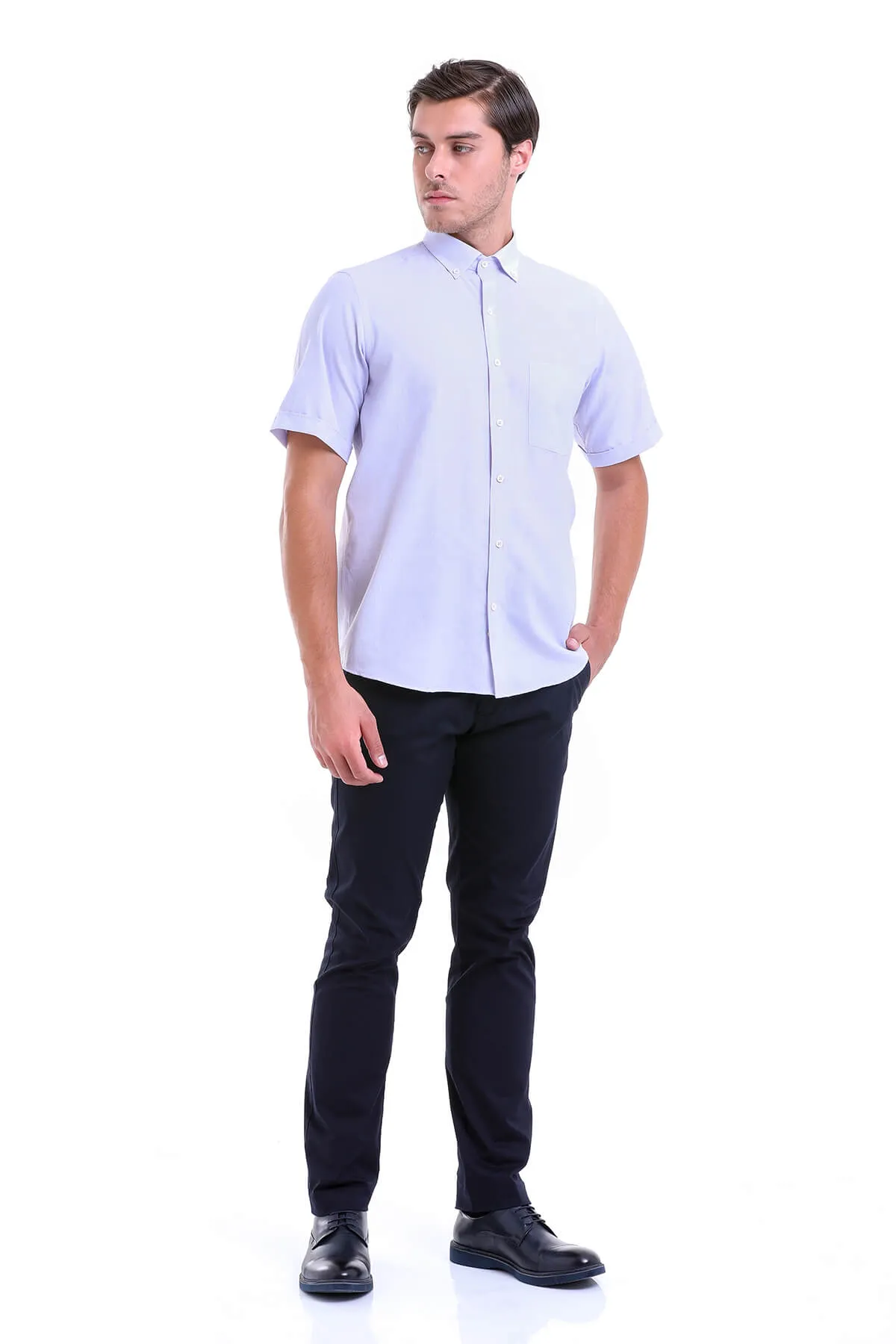 Regular Fit Cotton Blend Lilac Dress Shirt