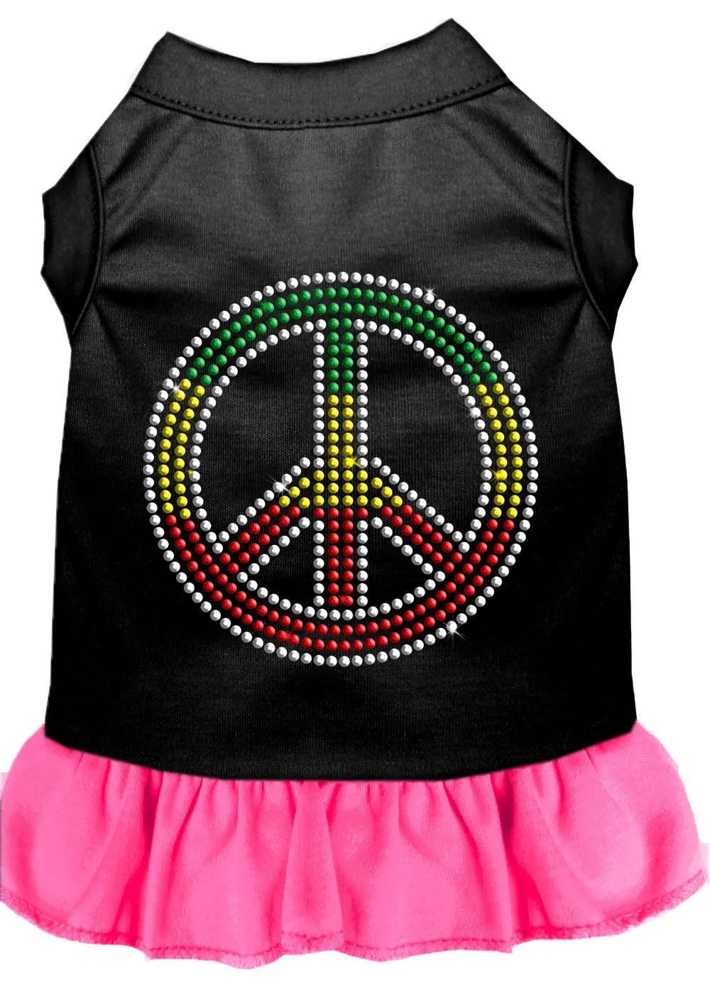 Rhinestone Rasta Peace Dress Black With Bright Pink Xxxl (20)