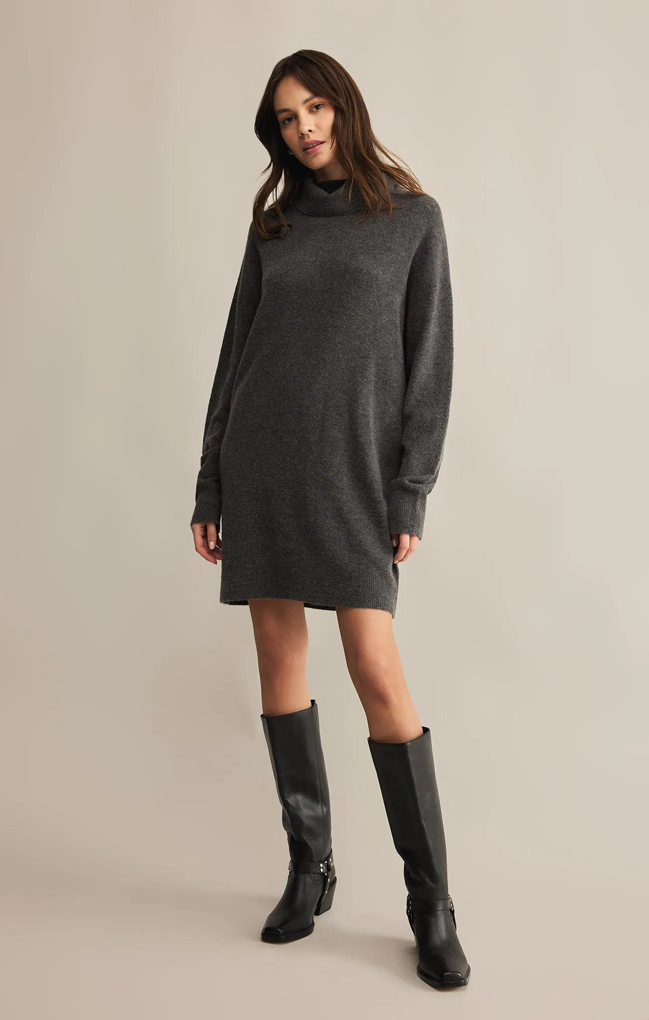 Richie Relaxed Turtleneck Sweater Mini Dress