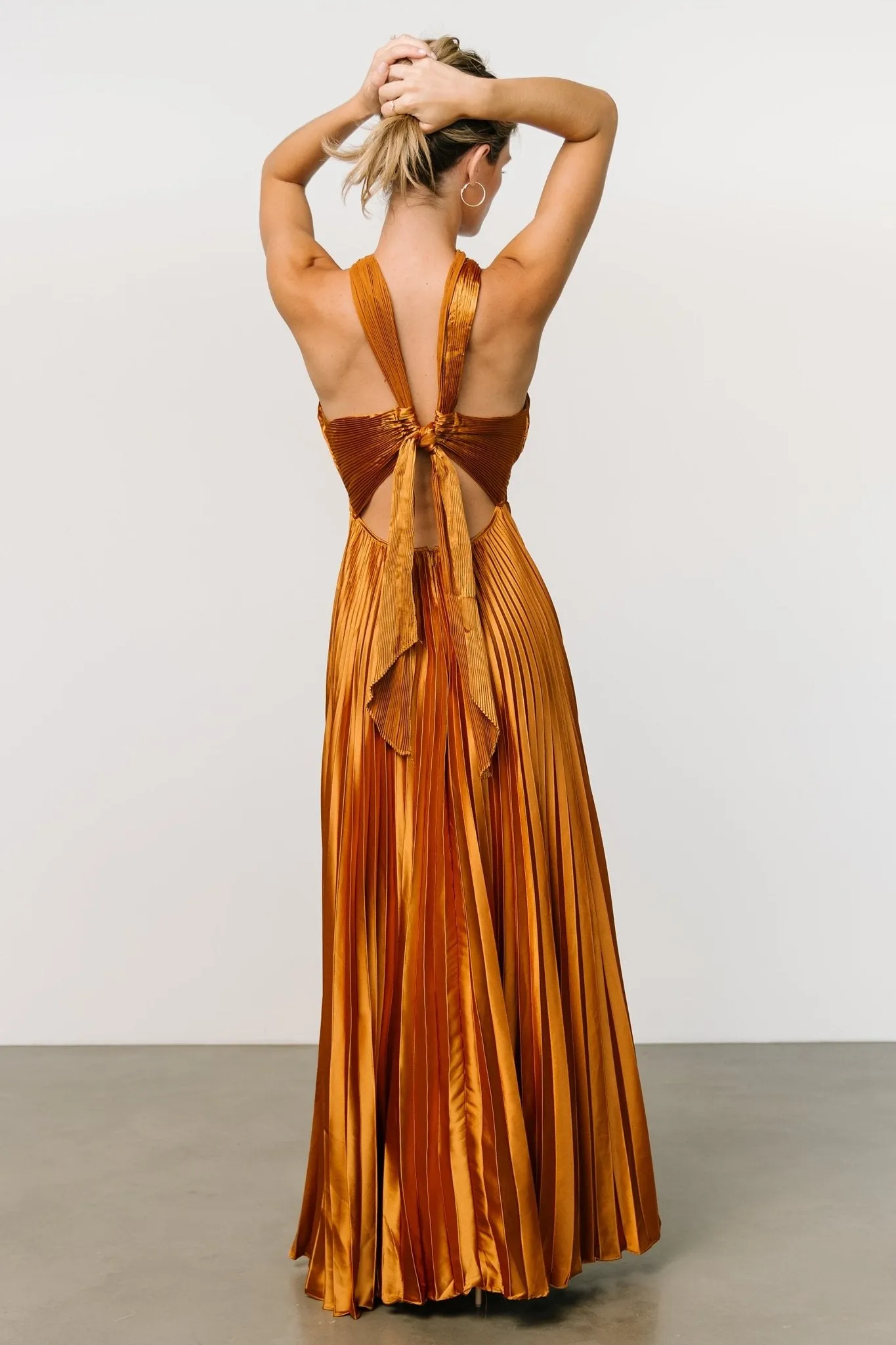 Sandra Pleated Maxi Dress | Copper