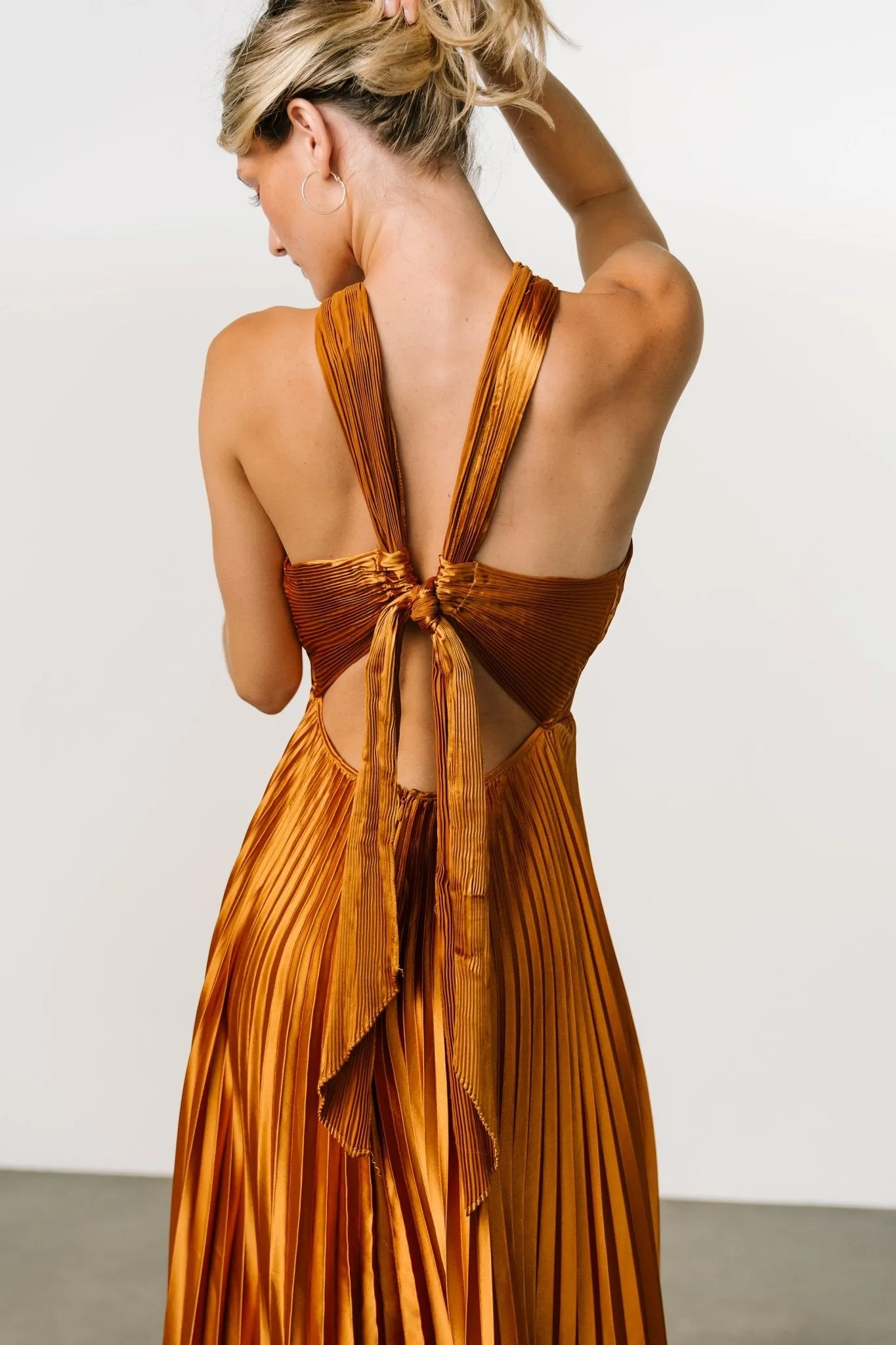 Sandra Pleated Maxi Dress | Copper