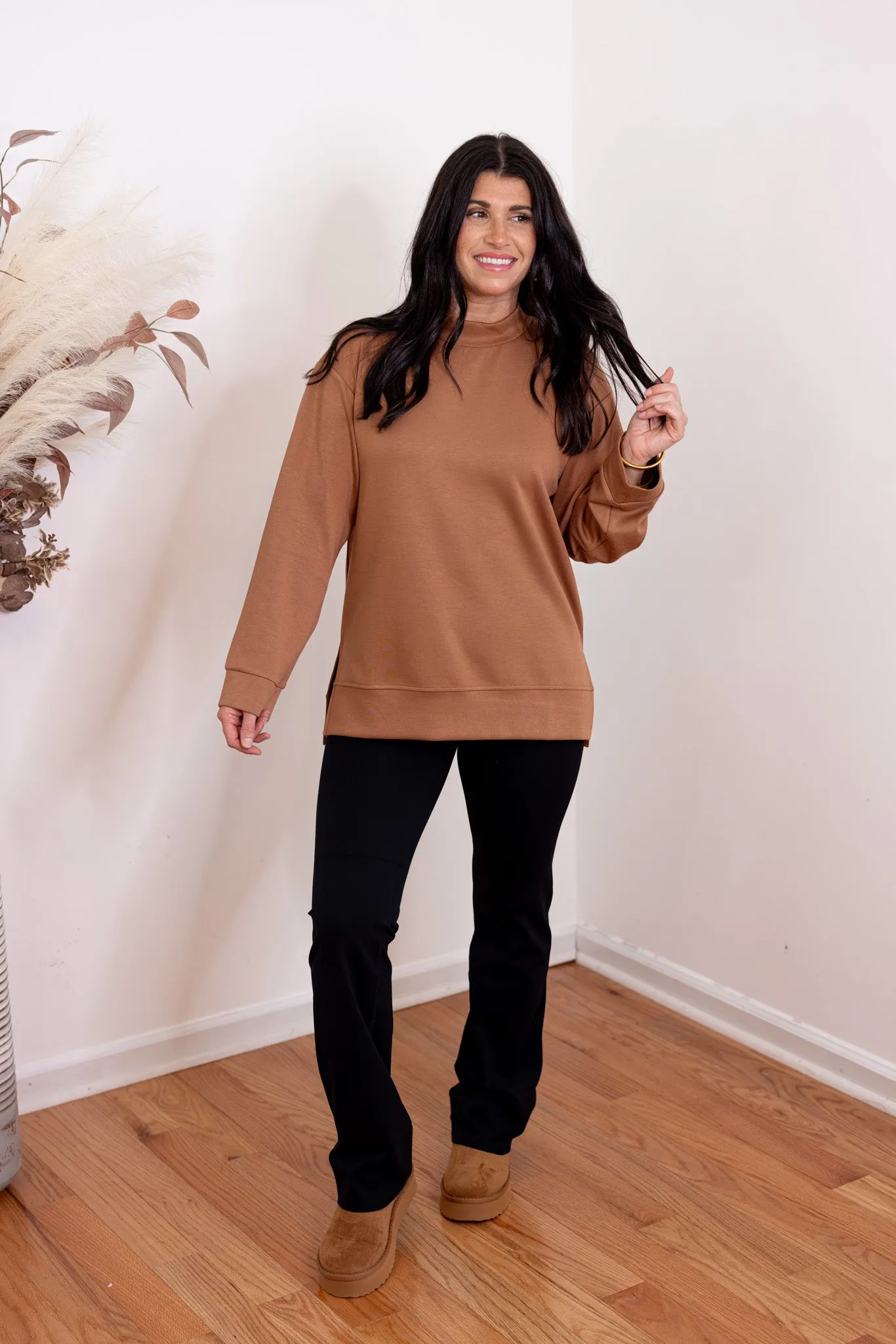 Scuba Knit Perfection Tan Top