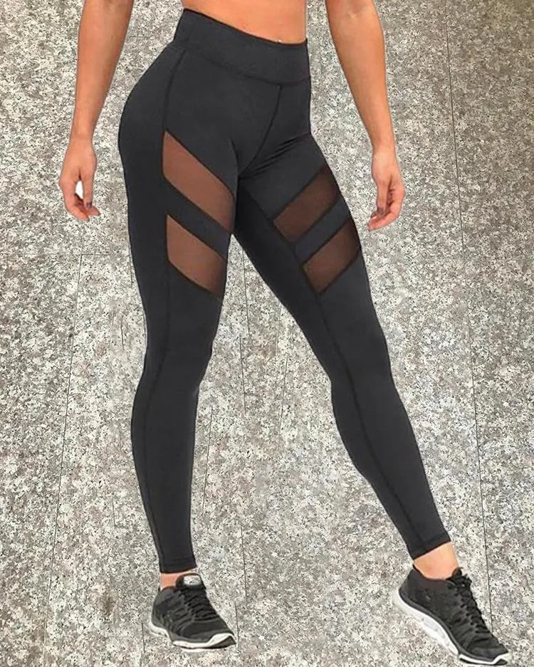 Sheer Mesh Insert Yoga Leggings