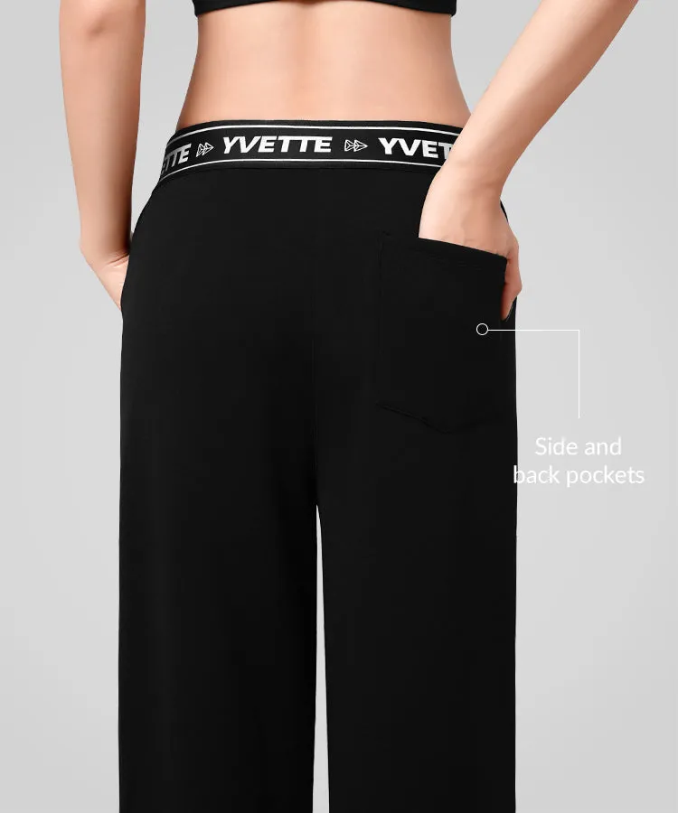 Shift Letter Print Fleece Lined Wide Leg Pants 27"| Women's Sports Pants