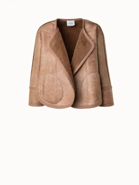 Short Shearling Jacket with A-line Cut