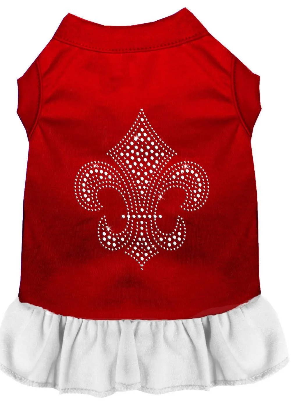 Silver Fleur De Lis Rhinestone Dress Red With White Xxxl (20)