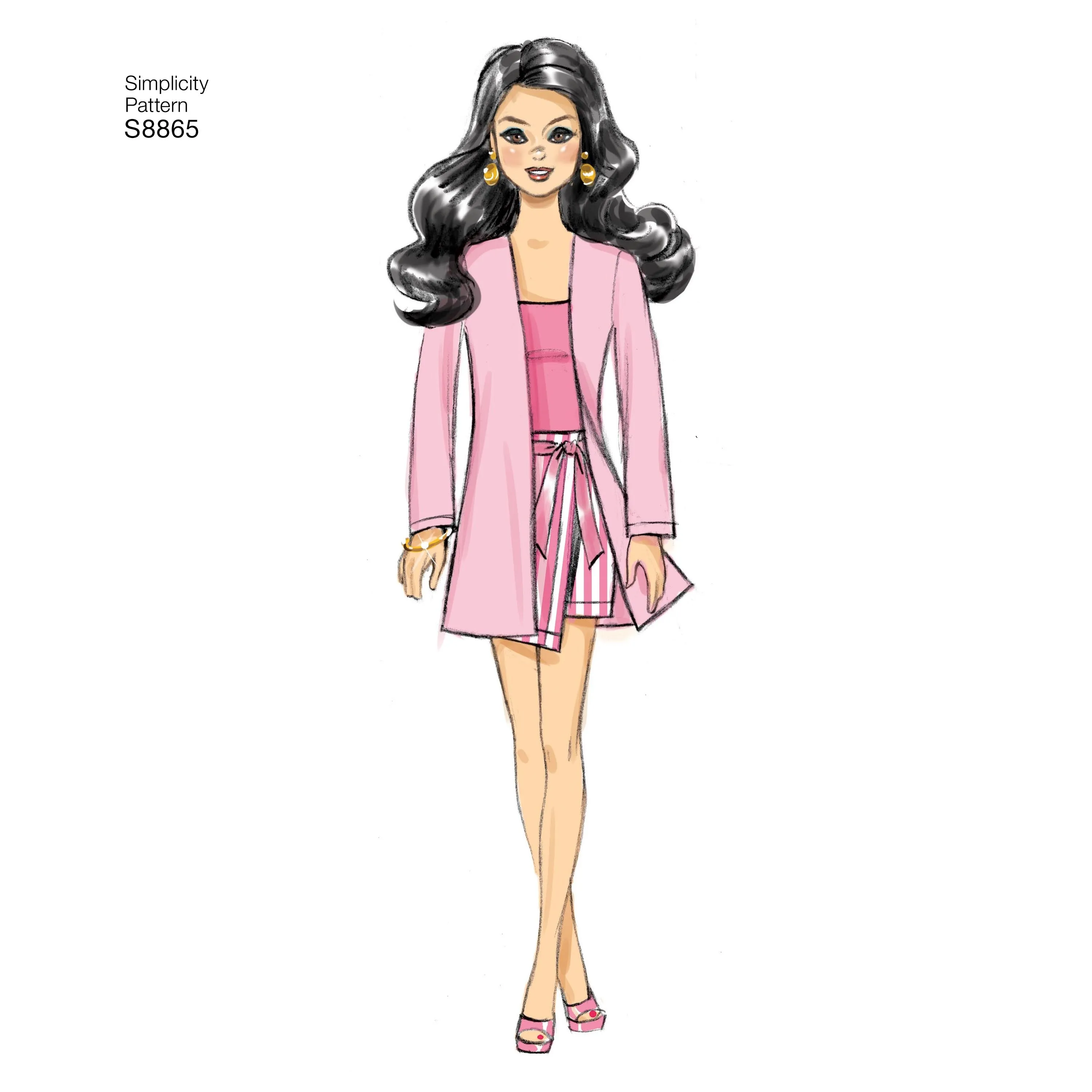 Simplicity Pattern 8865 11 1/2" Fashion Doll Clothes