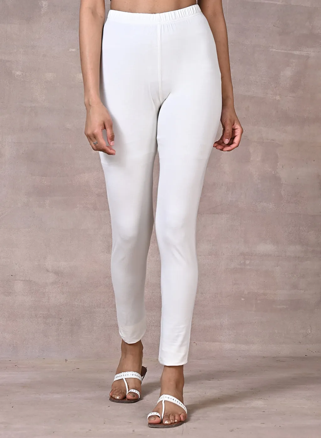 Sofia Off White Skinny Fit Leggings for Women