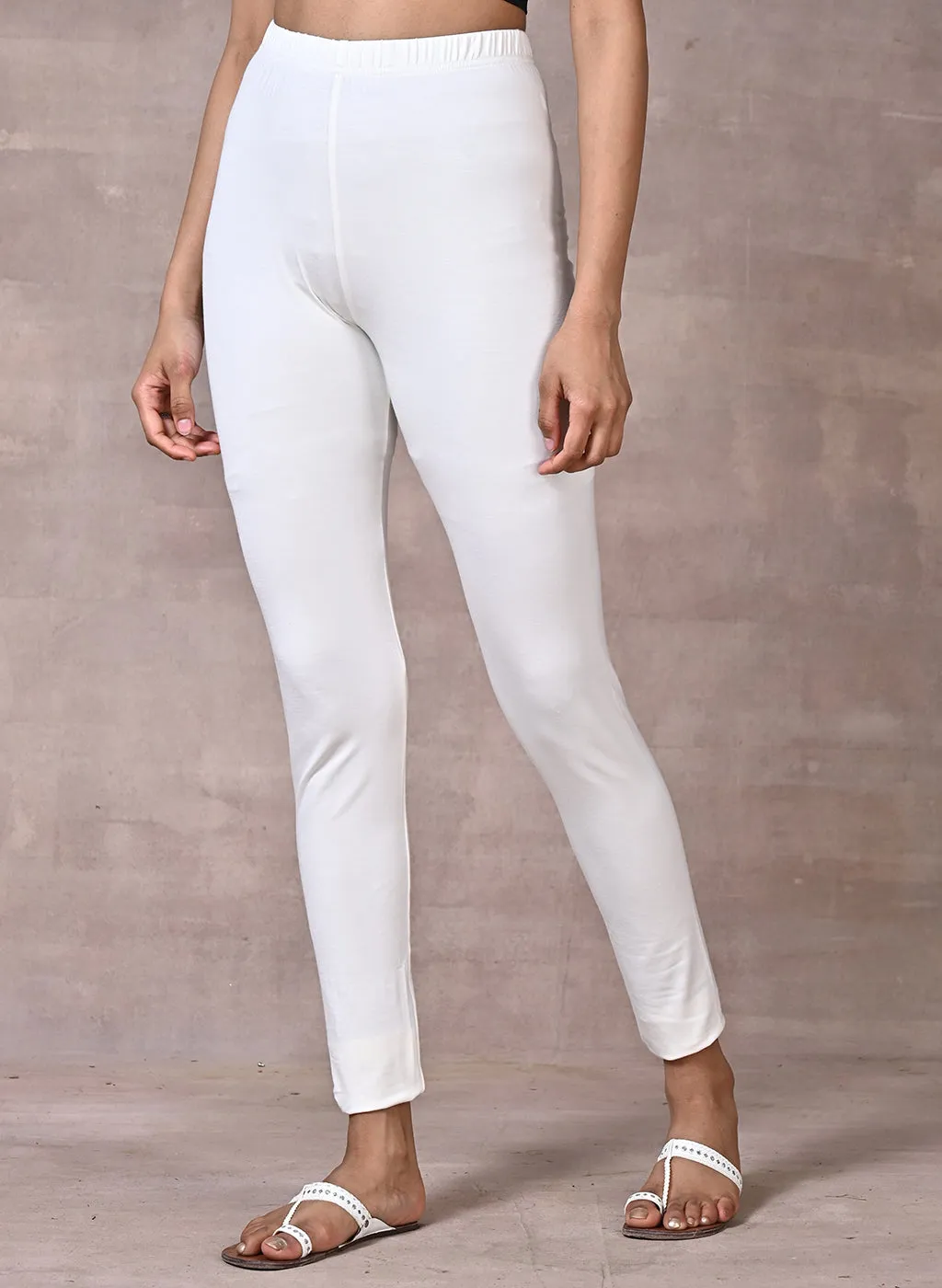 Sofia Off White Skinny Fit Leggings for Women