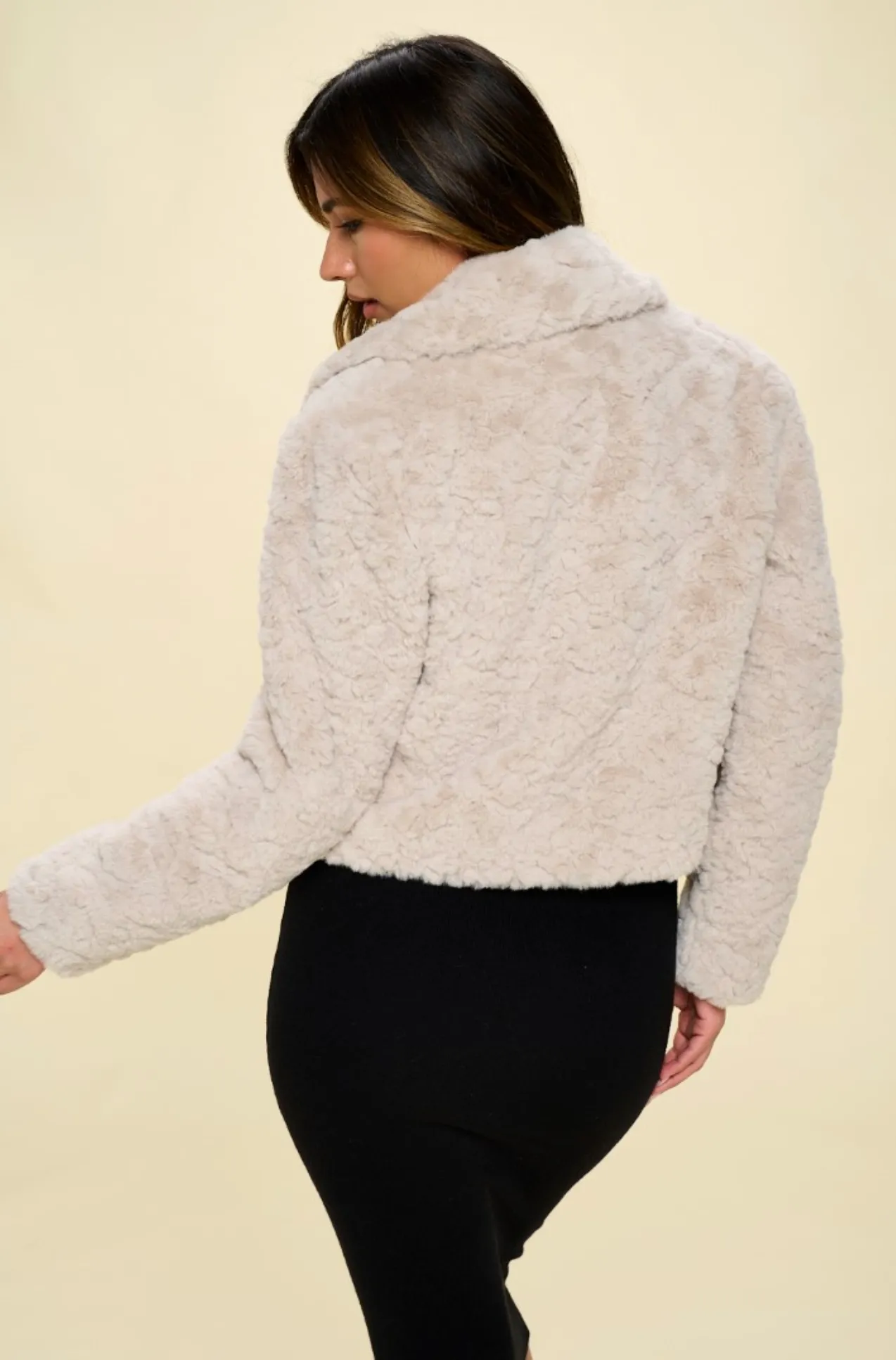 Sofie Cropped Faux Fur Cover-up Jacket