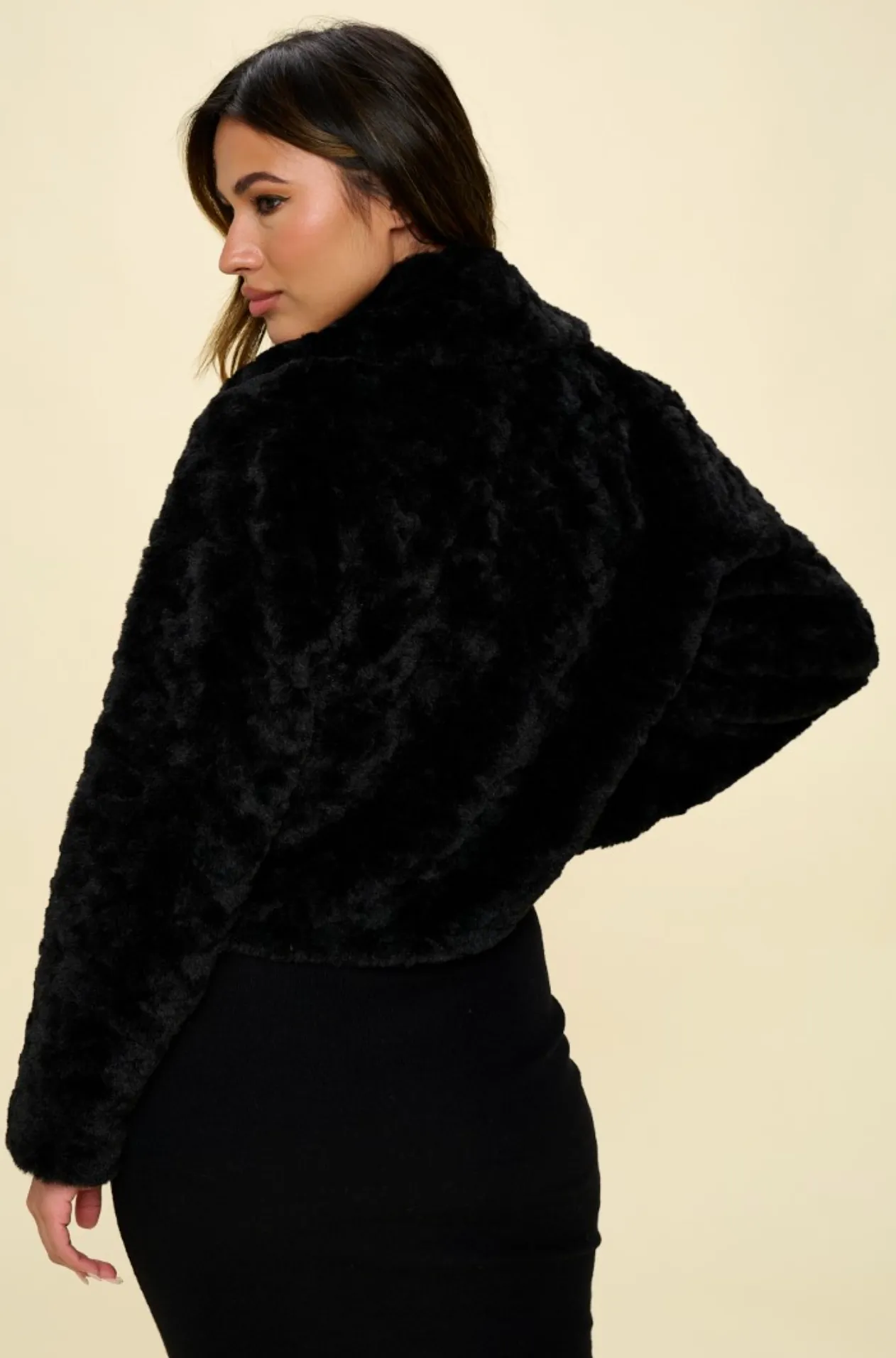 Sofie Cropped Faux Fur Cover-up Jacket