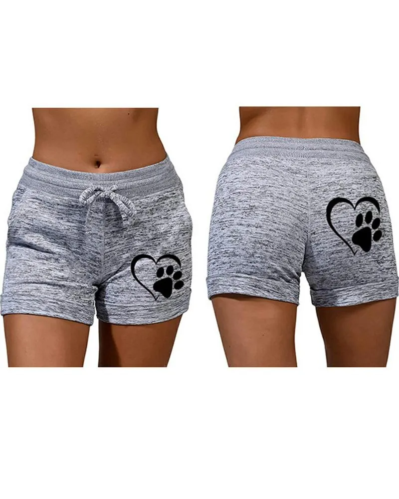 Solid Color Splicing Cartoon Print Drawstring Short Pants