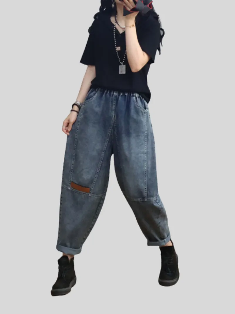 Spring Loose Casual Denim Slim Harem Bottom Pants