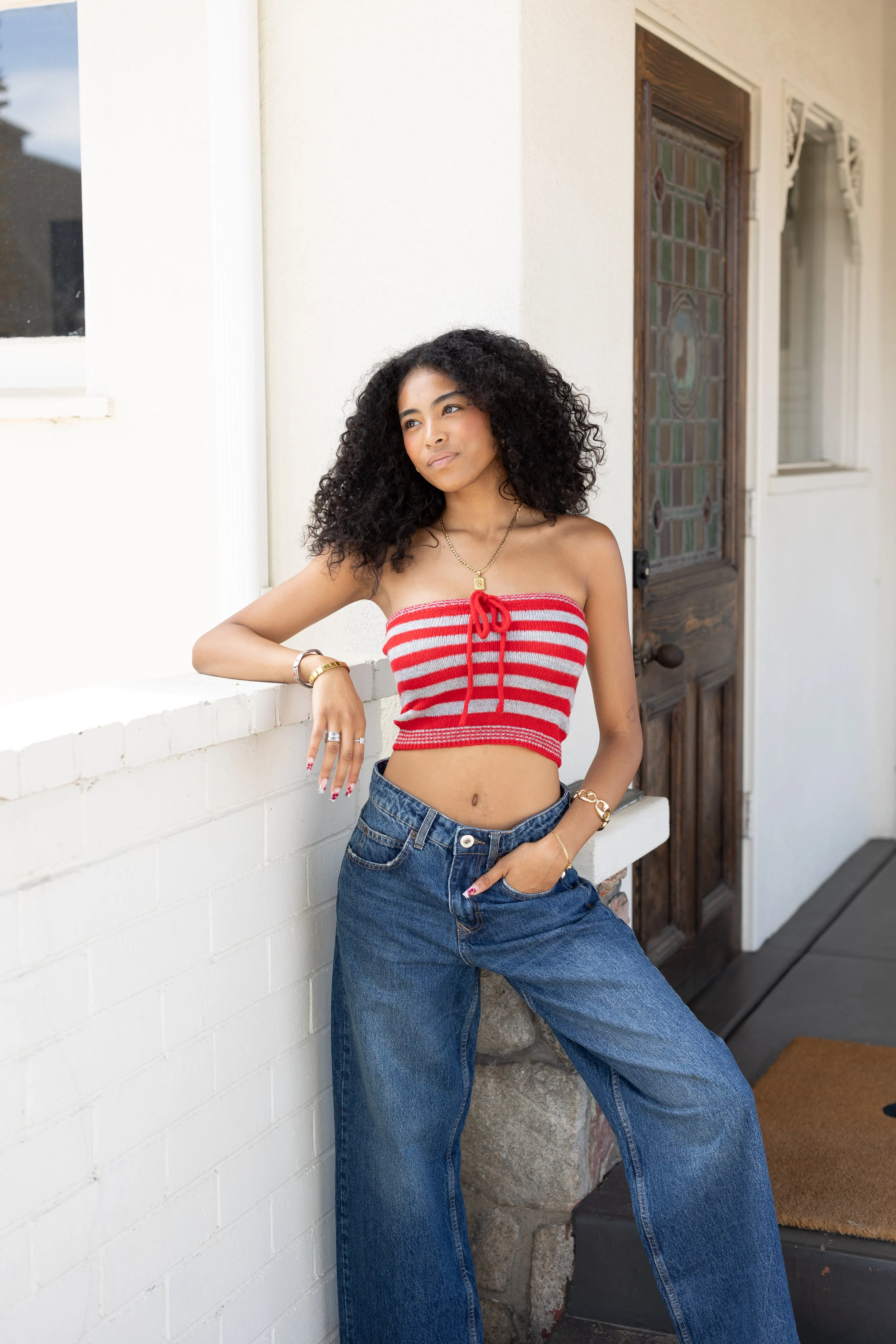 Striped Knit Tube Top