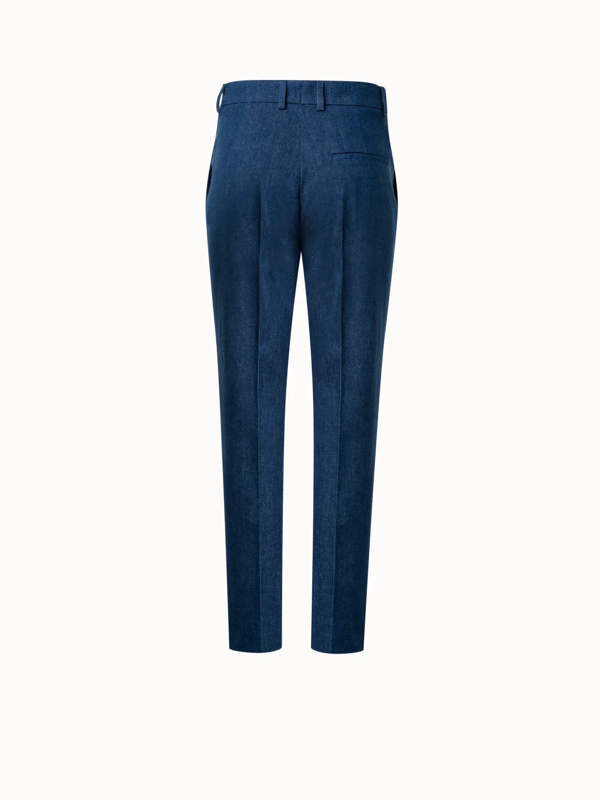 Tapered Pants in Cotton Denim Stretch