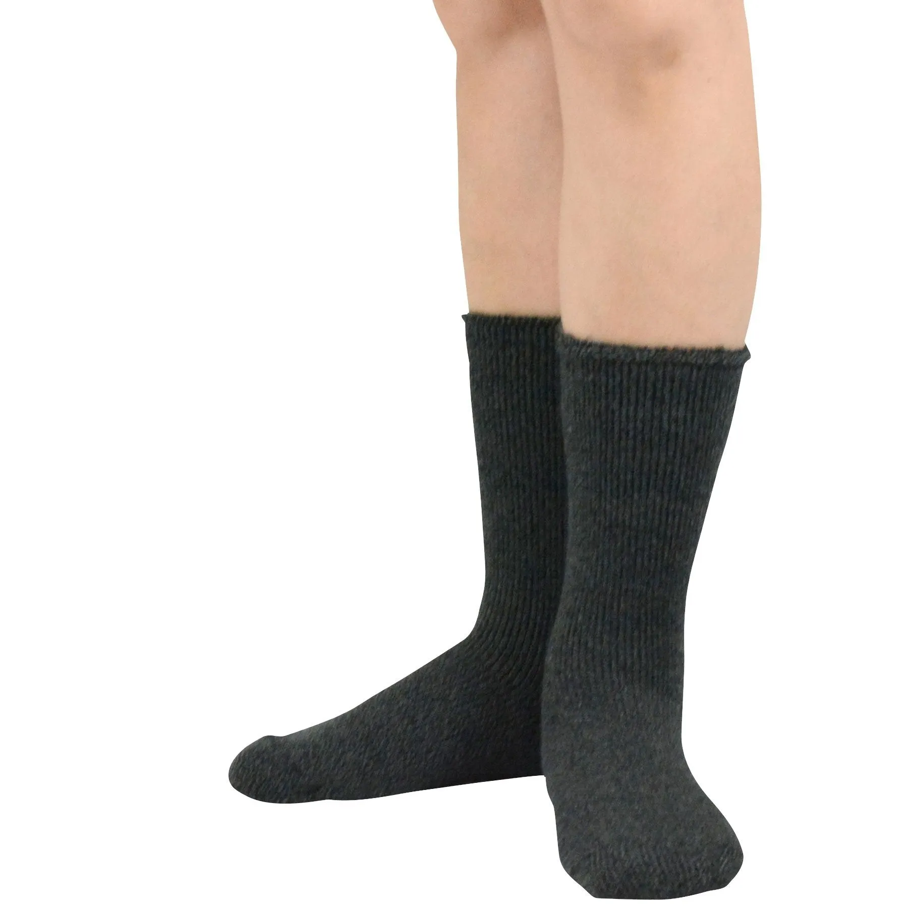 TeeHee Socks Men's Thermal Acrylic Crew Black/Heather Black 2-Pack (51018)