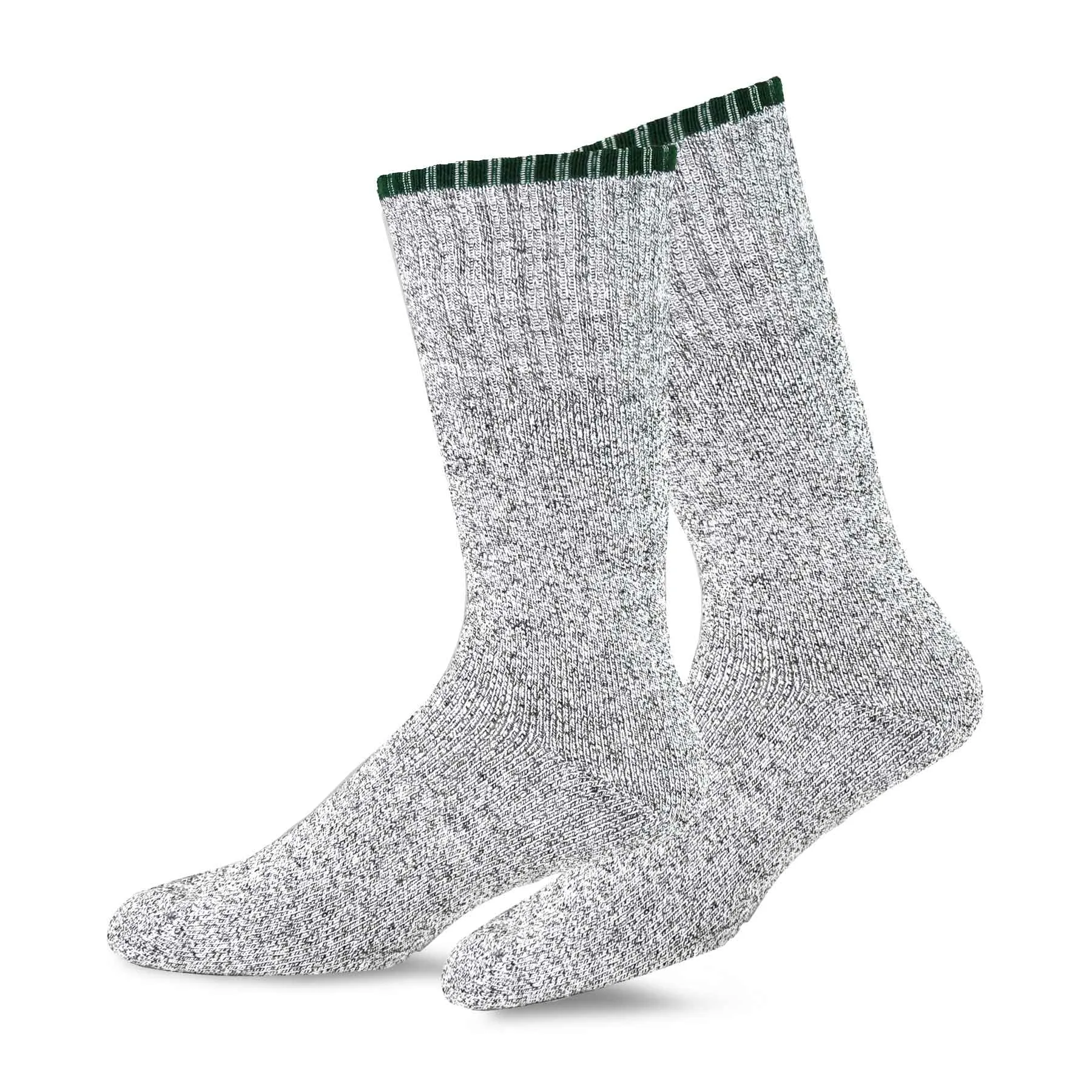 TeeHee Socks Men's Thermal Cotton Crew Green Stripe 2-Pack (50765)