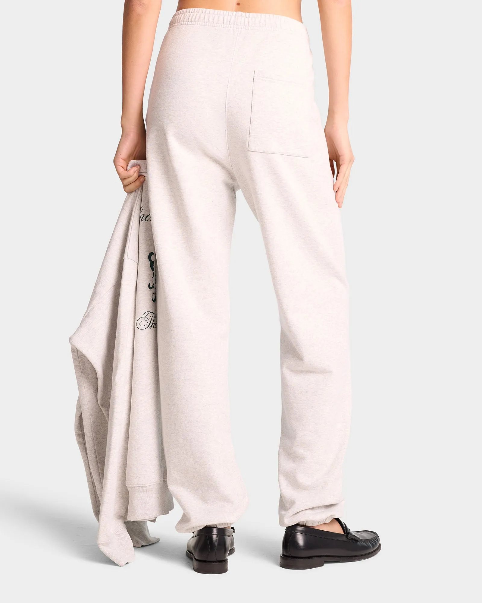 The Carlyle Script Sweatpant - Heather Gray/Forest