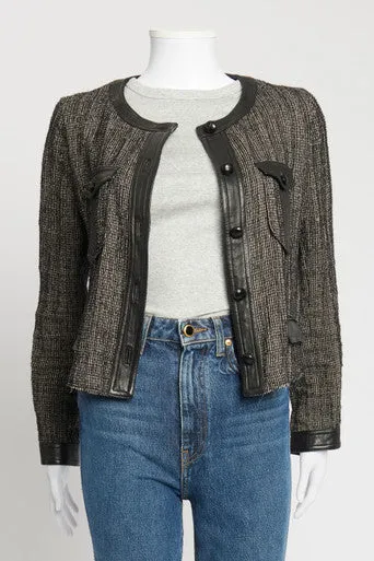 Tweed and Leather Cropped Jacket