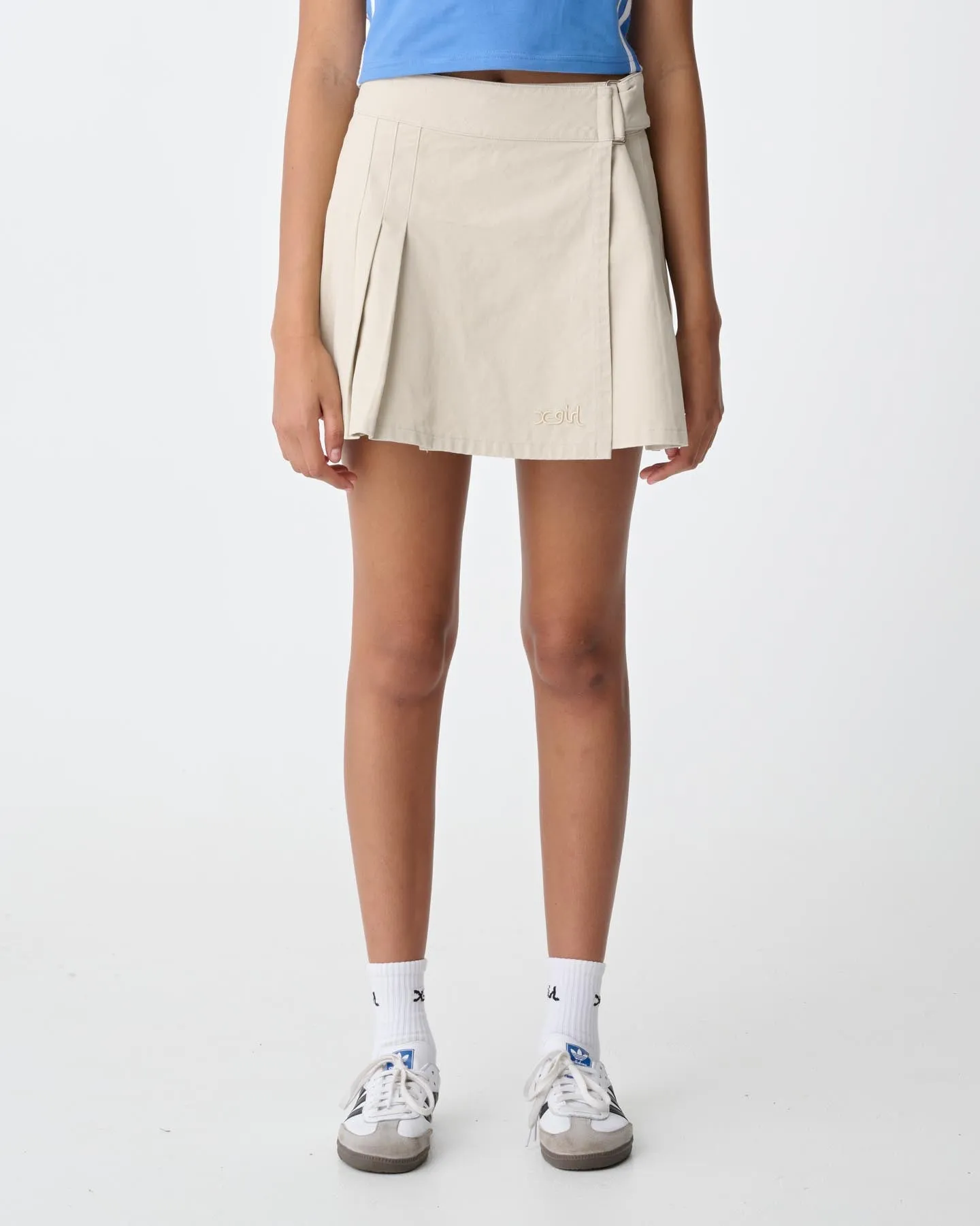 TWILL PLEATED SKIRT - Stone